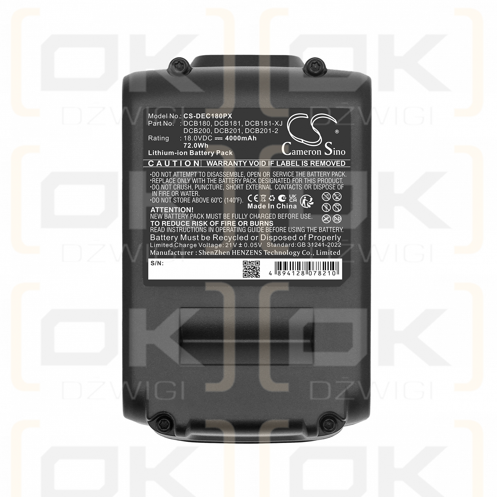 Bateria zamienna do DeWalt DWST1-75659-QW / DCB180 4000 mAh Li-ion 18 V (Cameron Sino)