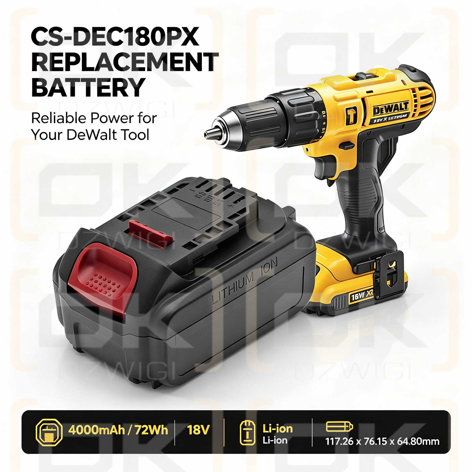 Bateria zamienna do DeWalt DWST1-75659-QW / DCB180 4000 mAh Li-ion 18 V (Cameron Sino)