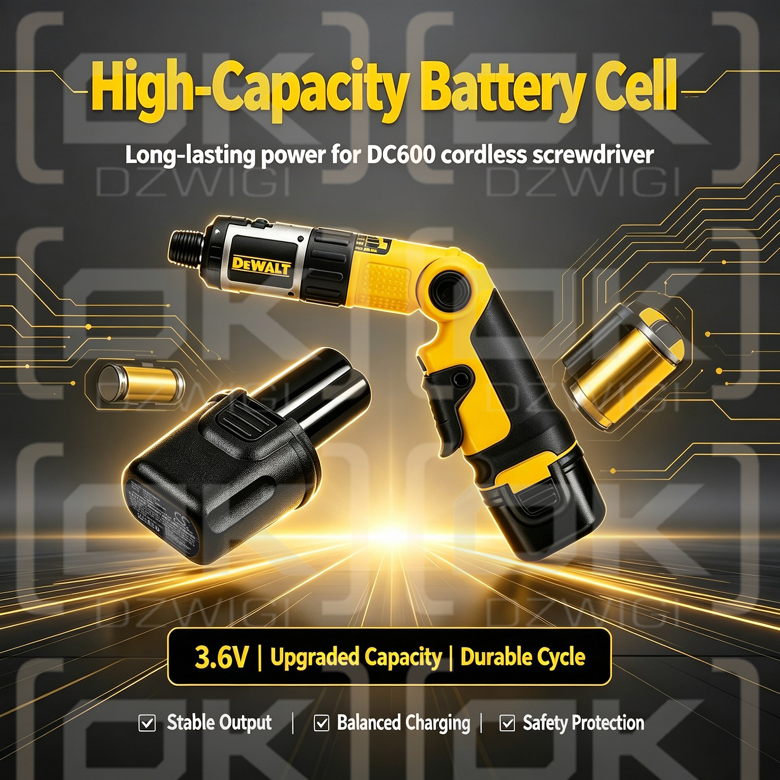 Bateria zamienna do DeWalt DC600 / DE9054 3300 mAh Ni-MH 3.6 V (Cameron Sino)