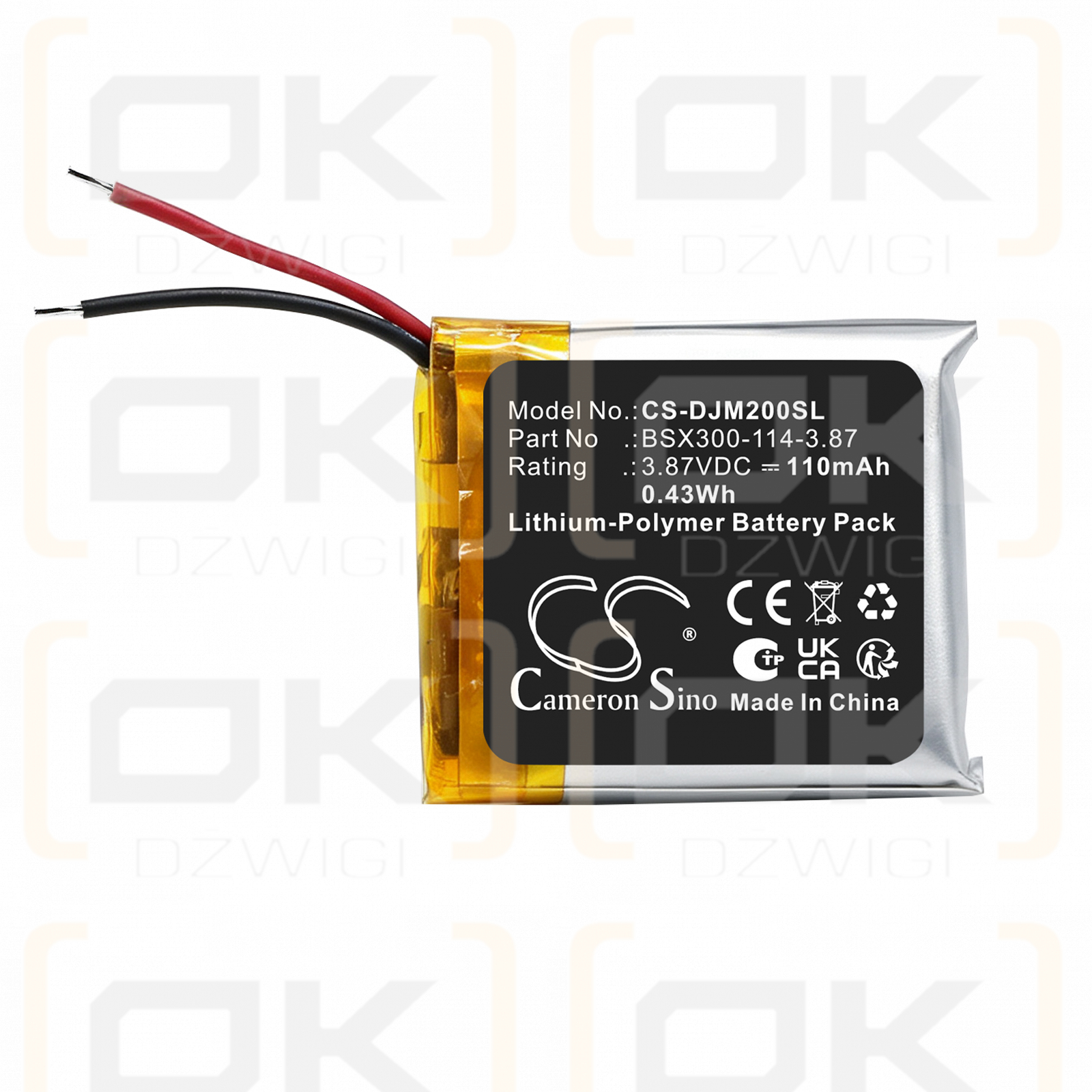 Bateria zamienna do DJI Mic Mini / BSX300-114-3.87 110 mAh Li-Polymer 3.87 V (Cameron Sino)