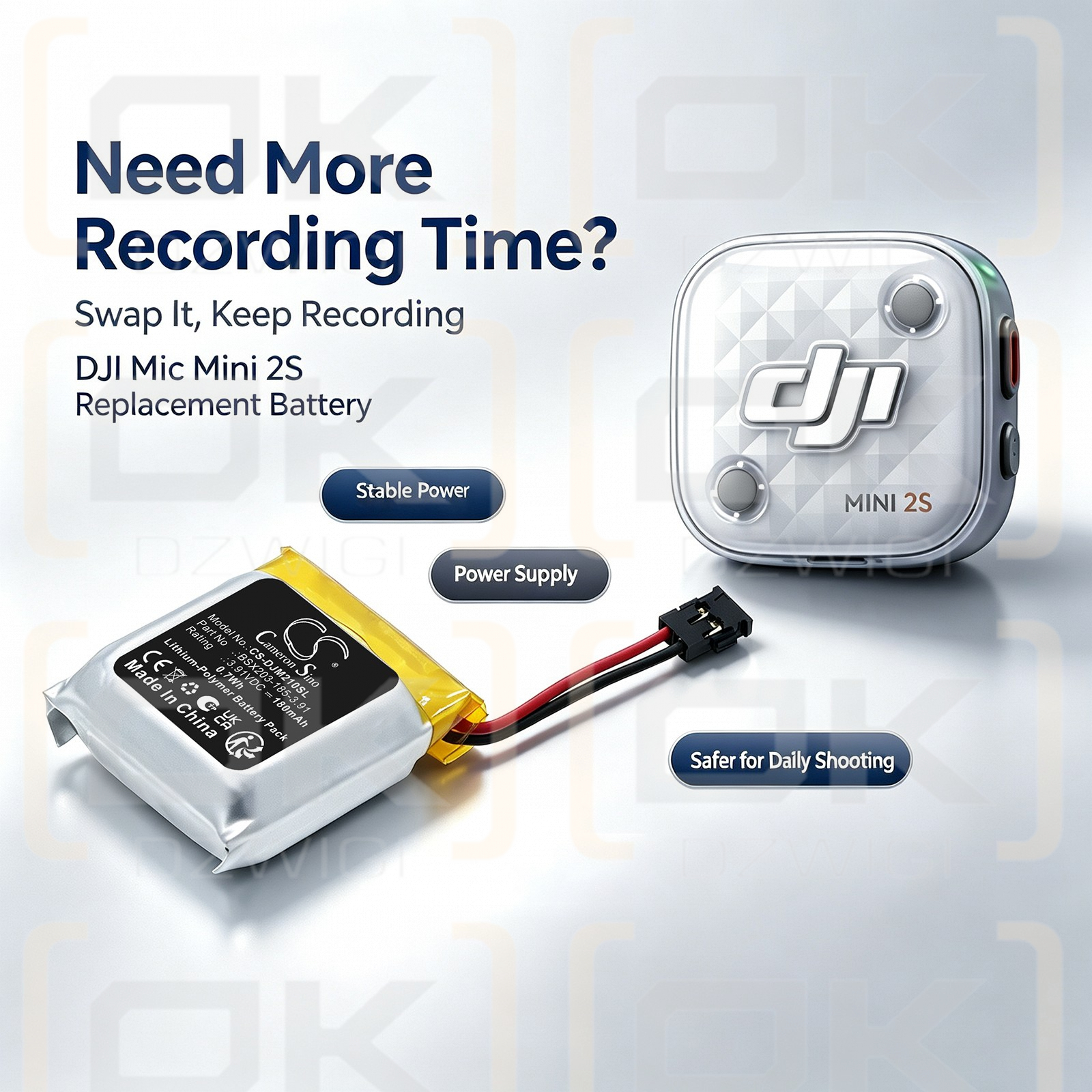 Bateria zamienna do DJI Mic Mini 2S / BSX203-185-3.91 180 mAh Li-Polymer 3.91 V (Cameron Sino)