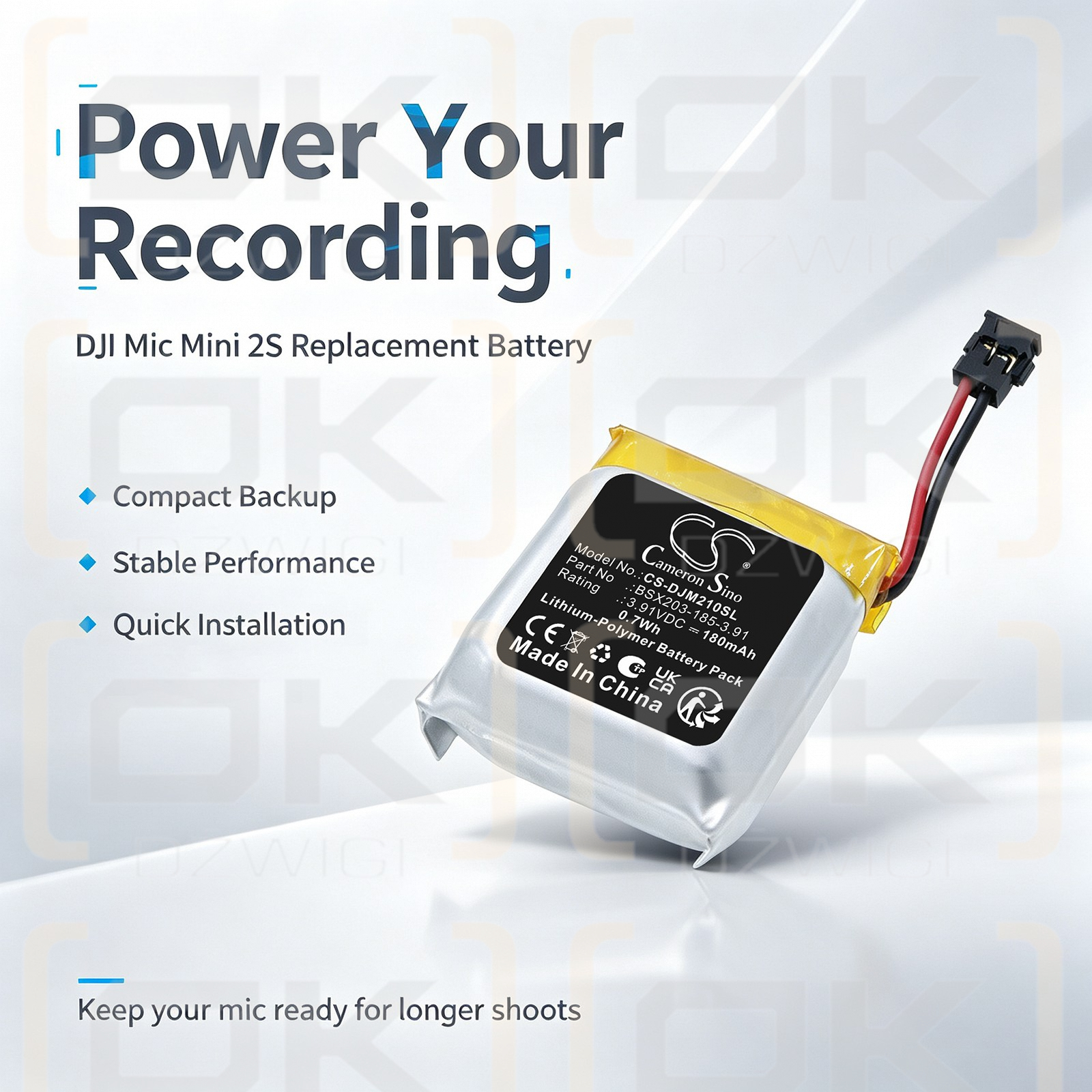 Bateria zamienna do DJI Mic Mini 2S / BSX203-185-3.91 180 mAh Li-Polymer 3.91 V (Cameron Sino)
