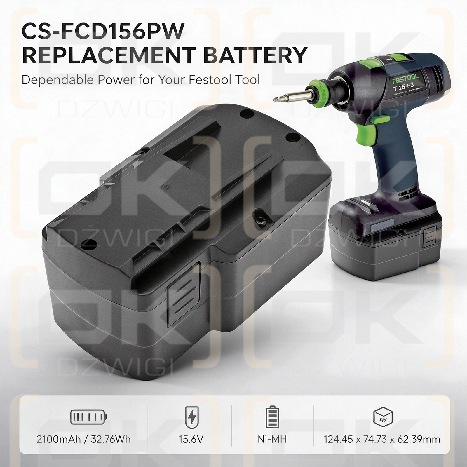 Bateria zamienna do Festool T15+3 / BPS15.6 2100 mAh Ni-MH 15.6 V (Cameron Sino)