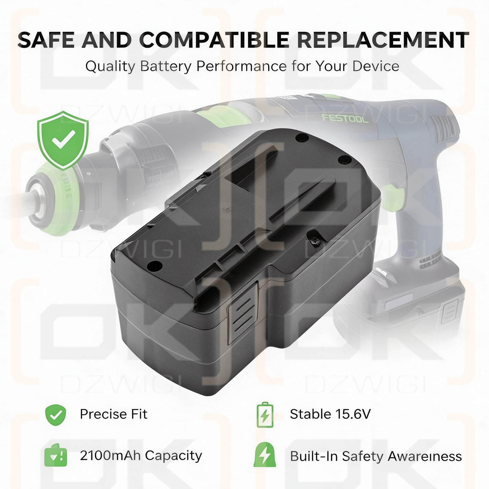 Bateria zamienna do Festool T15+3 / BPS15.6 2100 mAh Ni-MH 15.6 V (Cameron Sino)
