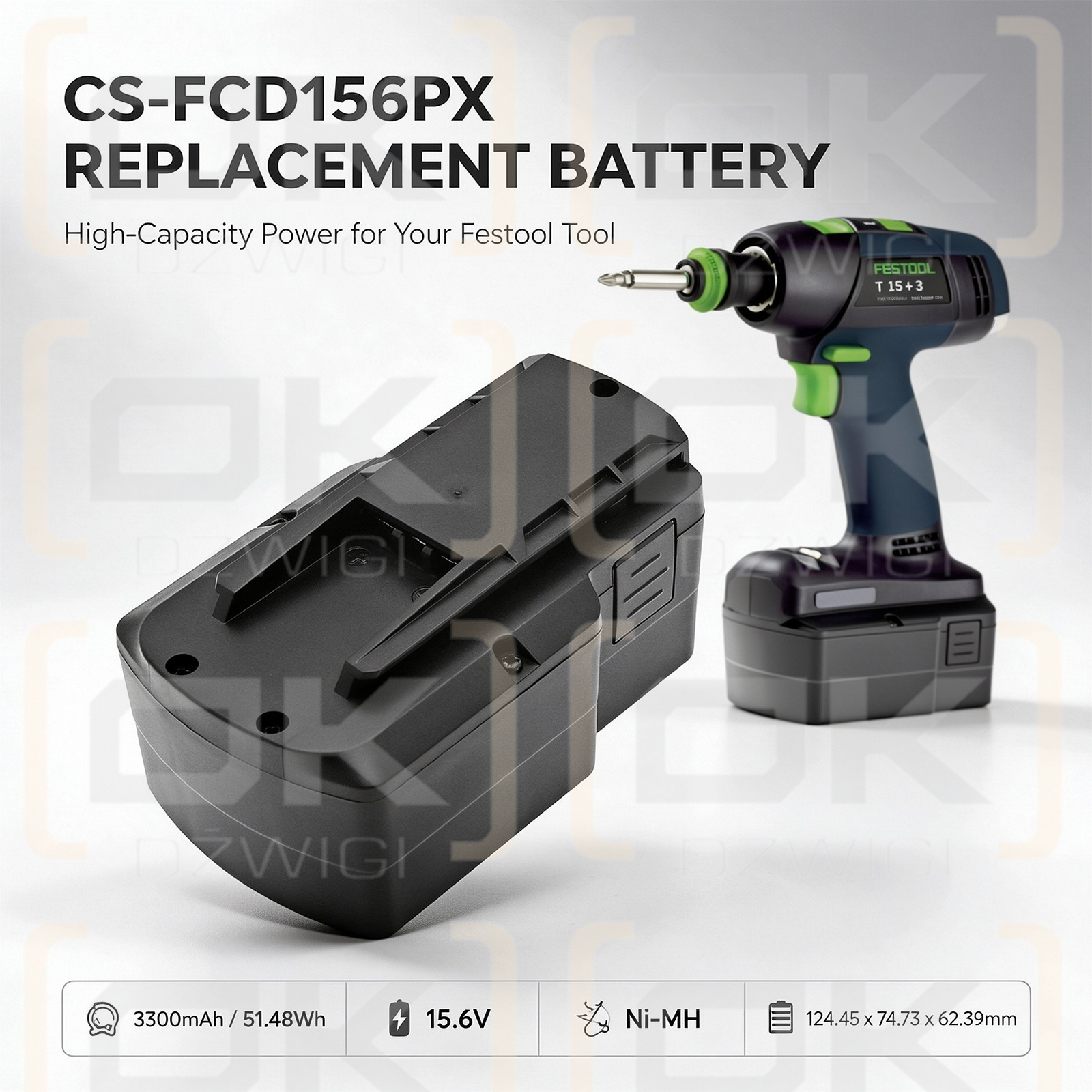 Bateria zamienna do Festool T15+3 / BPS15.6 3300 mAh Ni-MH 15.6 V (Cameron Sino)