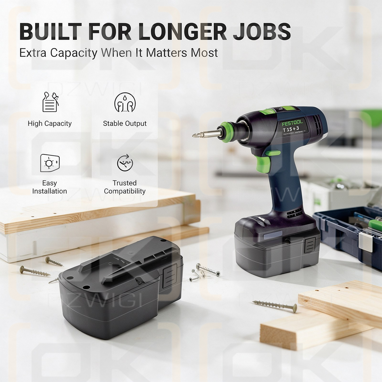 Bateria zamienna do Festool T15+3 / BPS15.6 3300 mAh Ni-MH 15.6 V (Cameron Sino)