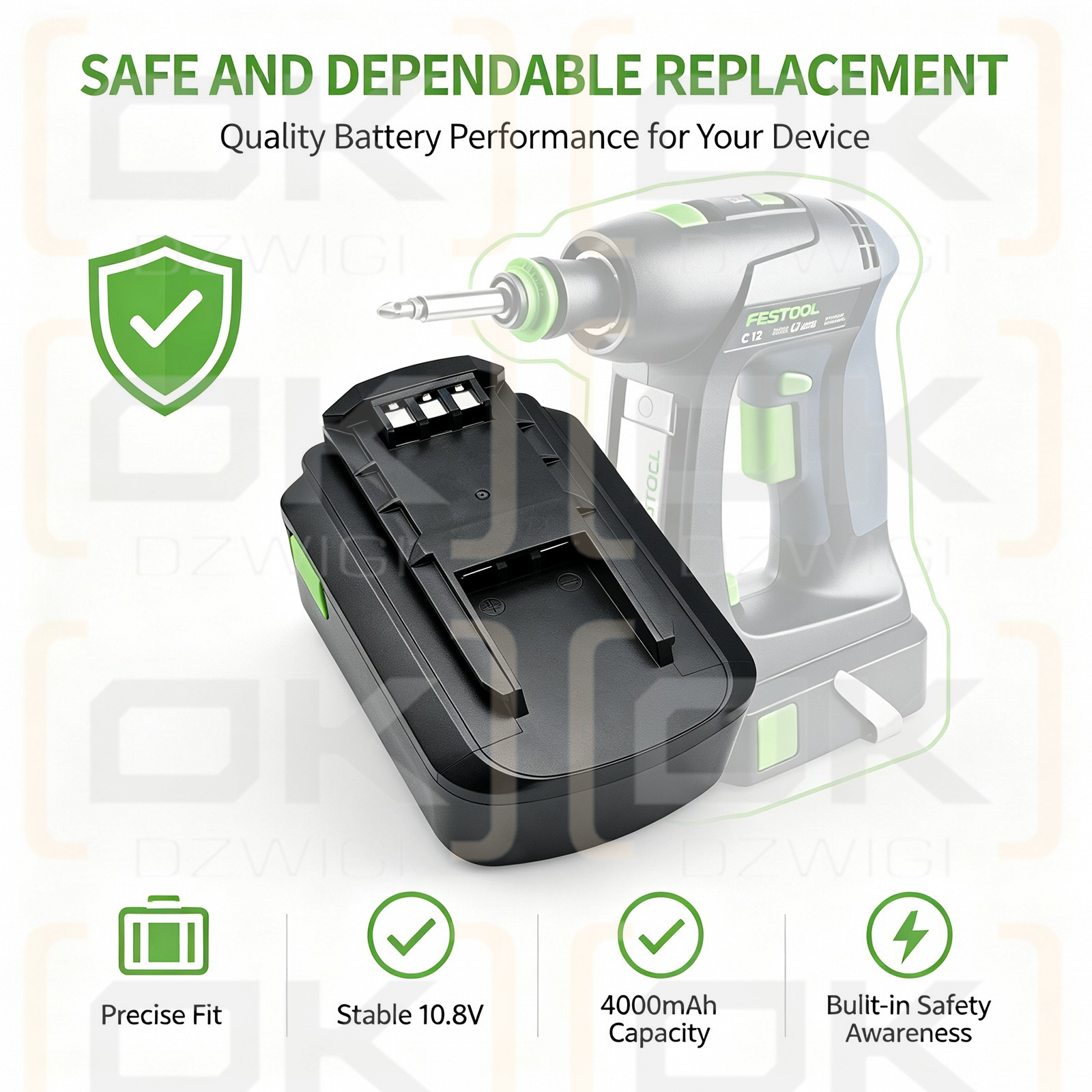 Bateria zamienna do Festool C 12 Li / BPC 12 4000 mAh Li-ion 10.8 V (Cameron Sino)