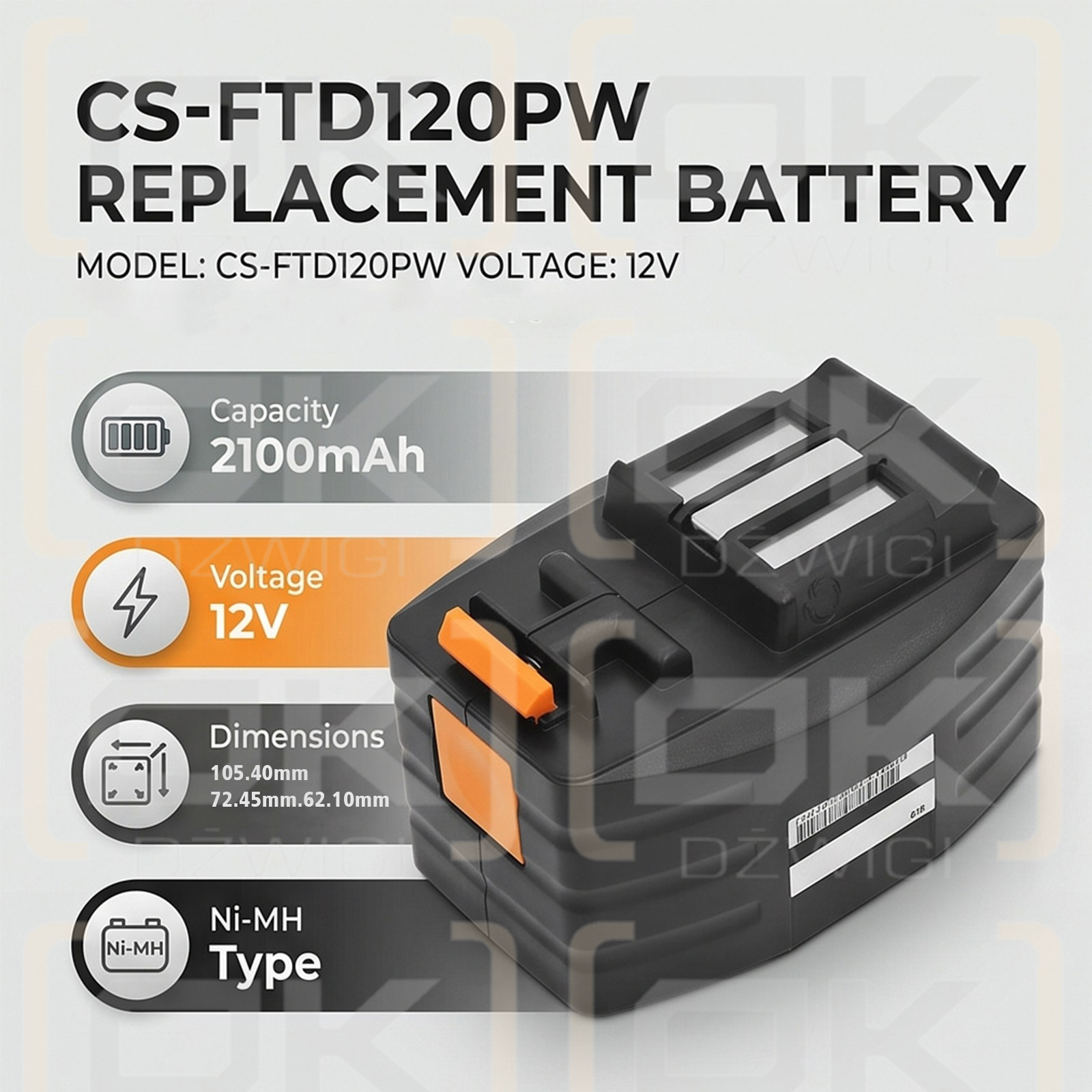 Bateria zamienna do Festool TDD12MH / BPH12T 2100 mAh Ni-MH 12 V (Cameron Sino)