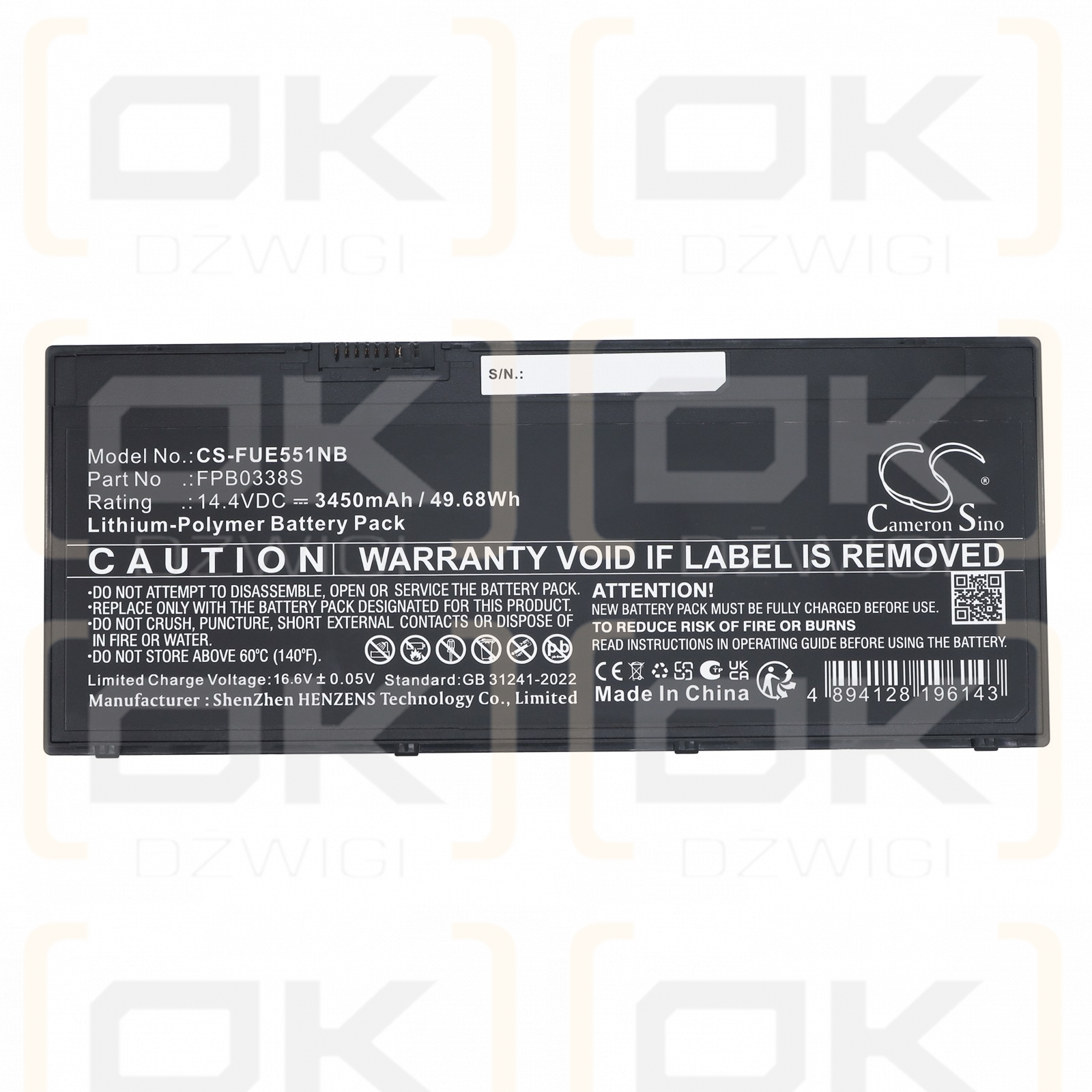 Bateria zamienna do Fujitsu Lifebook U7570MP590DE / CP721834-01 3450 mAh Li-Polymer 14.4 V (Cameron Sino)