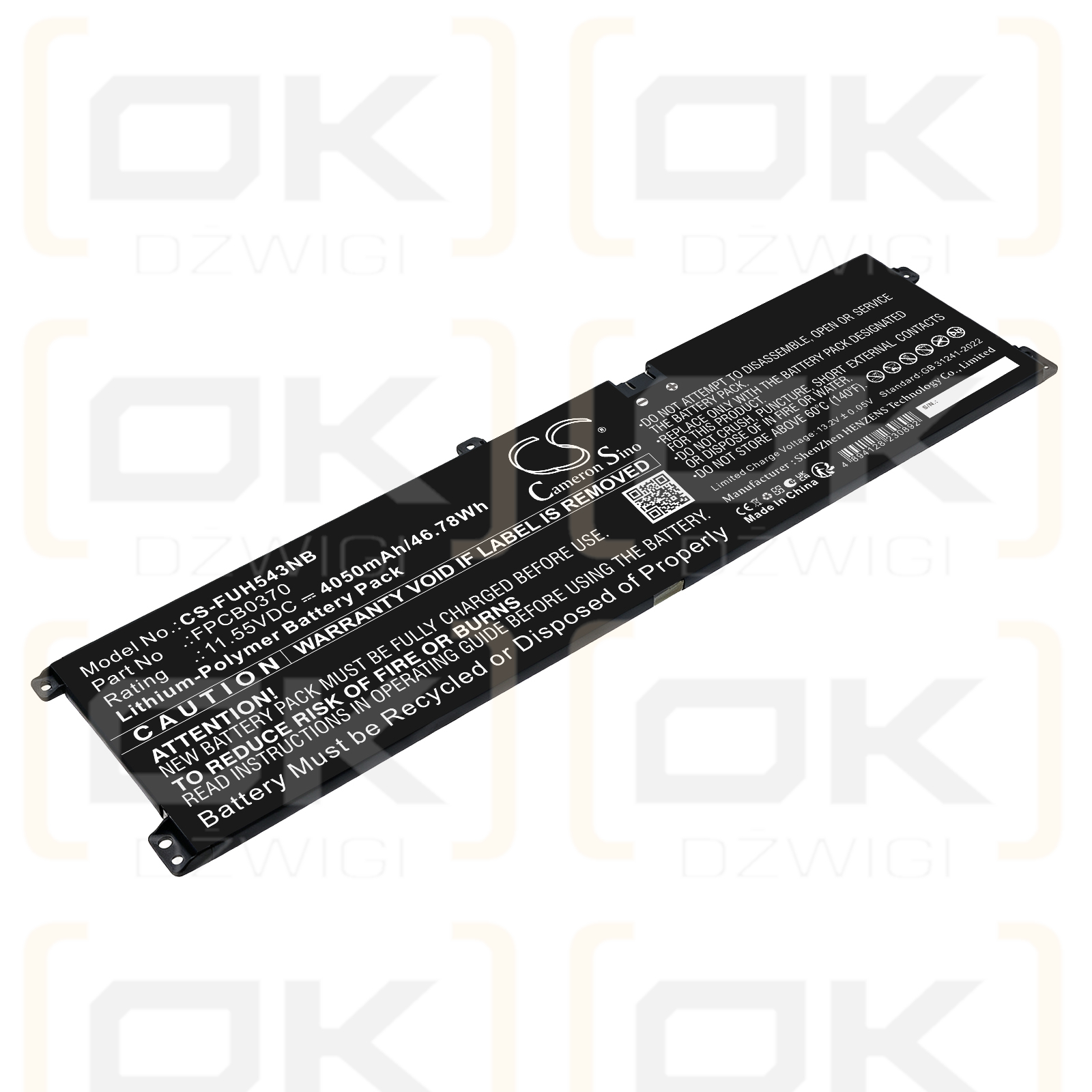 Bateria zamienna do Fujitsu  FMV WM1-K3 / CP829150-01 4050 mAh Li-Polymer 11.55 V (Cameron Sino)
