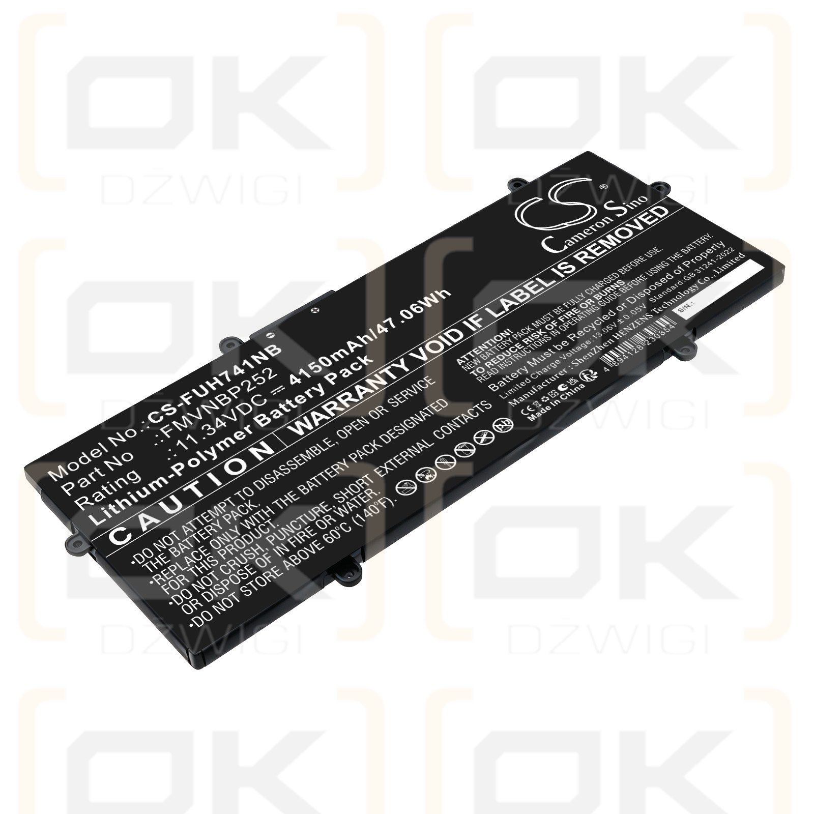 Bateria zamienna do Fujitsu  LifeBook U7511/G / CP801784-04 4150 mAh Li-Polymer 11.34 V (Cameron Sino)