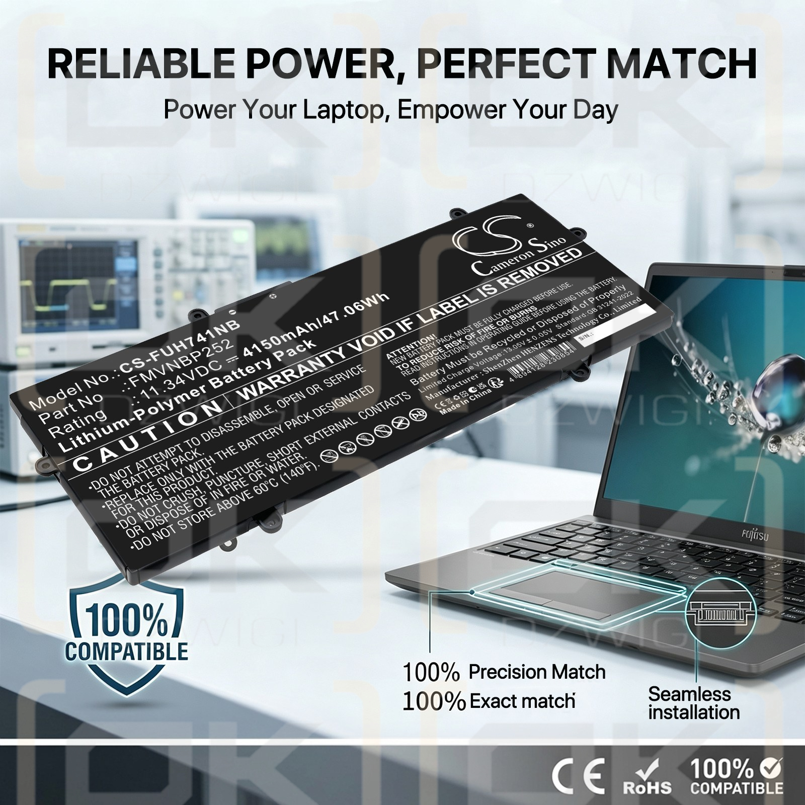 Bateria zamienna do Fujitsu  LifeBook U7511/G / CP801784-04 4150 mAh Li-Polymer 11.34 V (Cameron Sino)