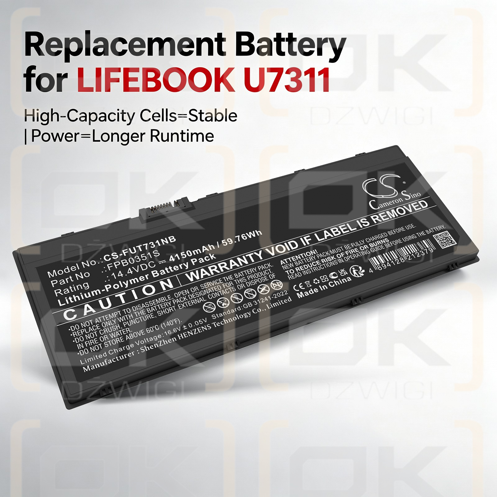 Bateria zamienna do Fujitsu LIFEBOOK U7311 / FPB0338S 4150 mAh Li-Polymer 14.4 V (Cameron Sino)