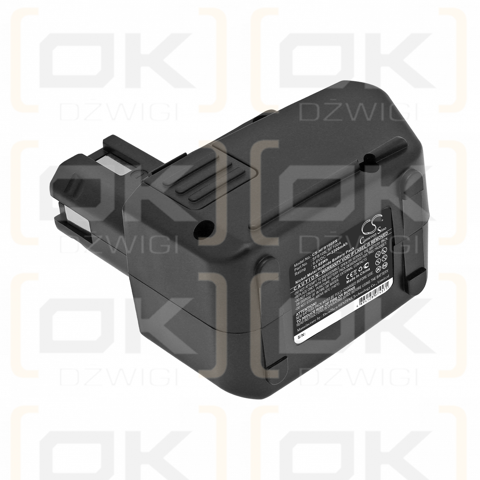 Replacement battery for HILTI SF100A / SBP10 3300 mAh Ni-MH 9.6 V (Cameron Sino)