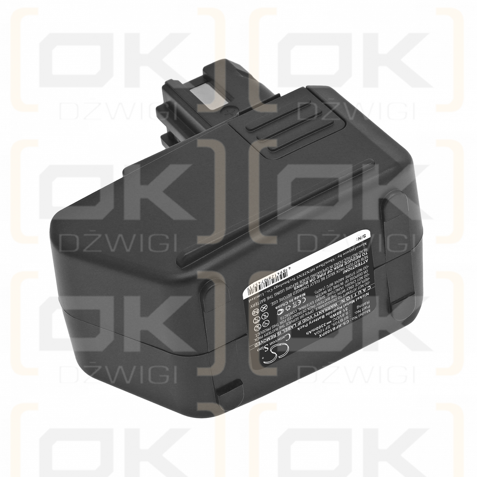 Replacement battery for HILTI SF100A / SBP10 3300 mAh Ni-MH 9.6 V (Cameron Sino)