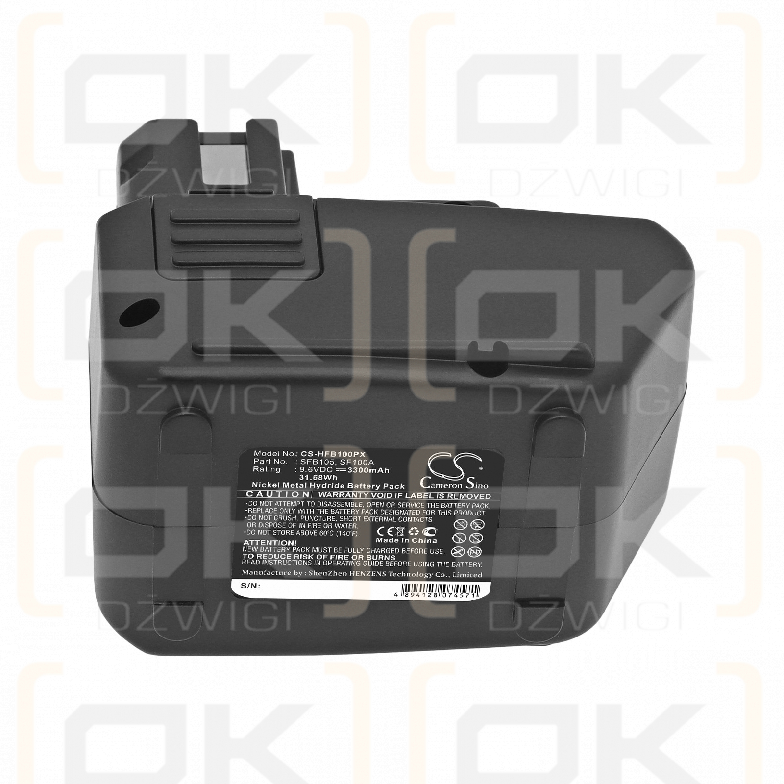Replacement battery for HILTI SF100A / SBP10 3300 mAh Ni-MH 9.6 V (Cameron Sino)