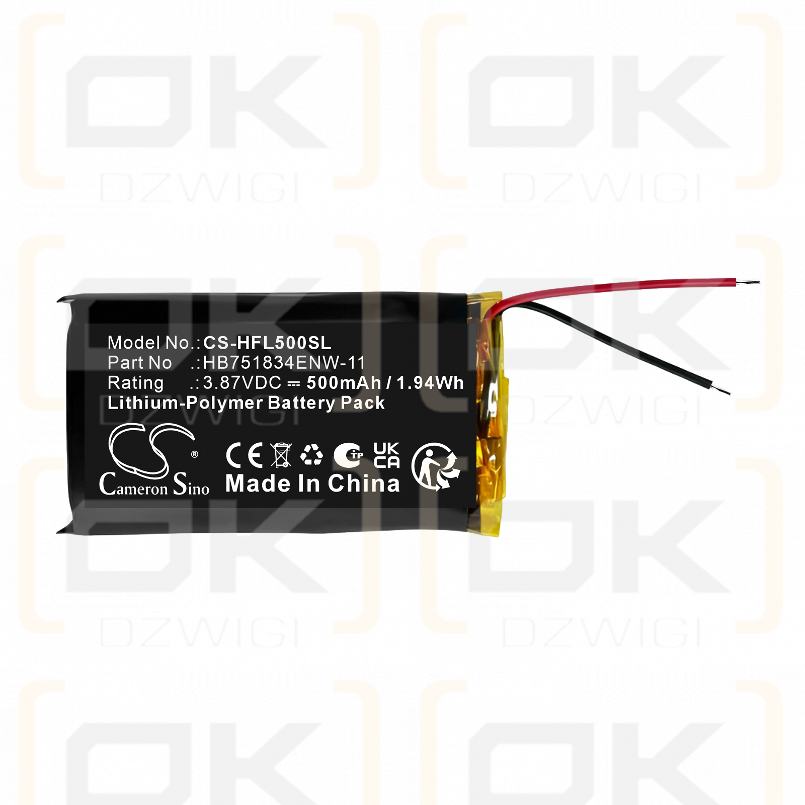 Bateria zamienna do Huawei  FreeBuds Pro4 / HB751834ENW-11 500 mAh Li-Polymer 3.87 V (Cameron Sino)