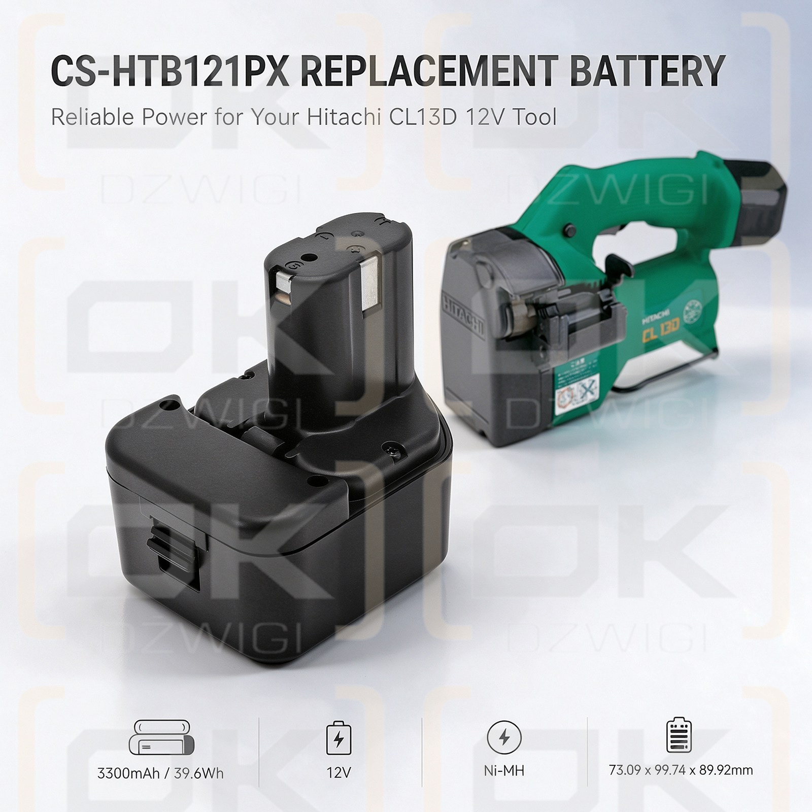 Bateria zamienna do Hitachi WR12DMR / EB1212S 3300 mAh Ni-MH 12 V (Cameron Sino)