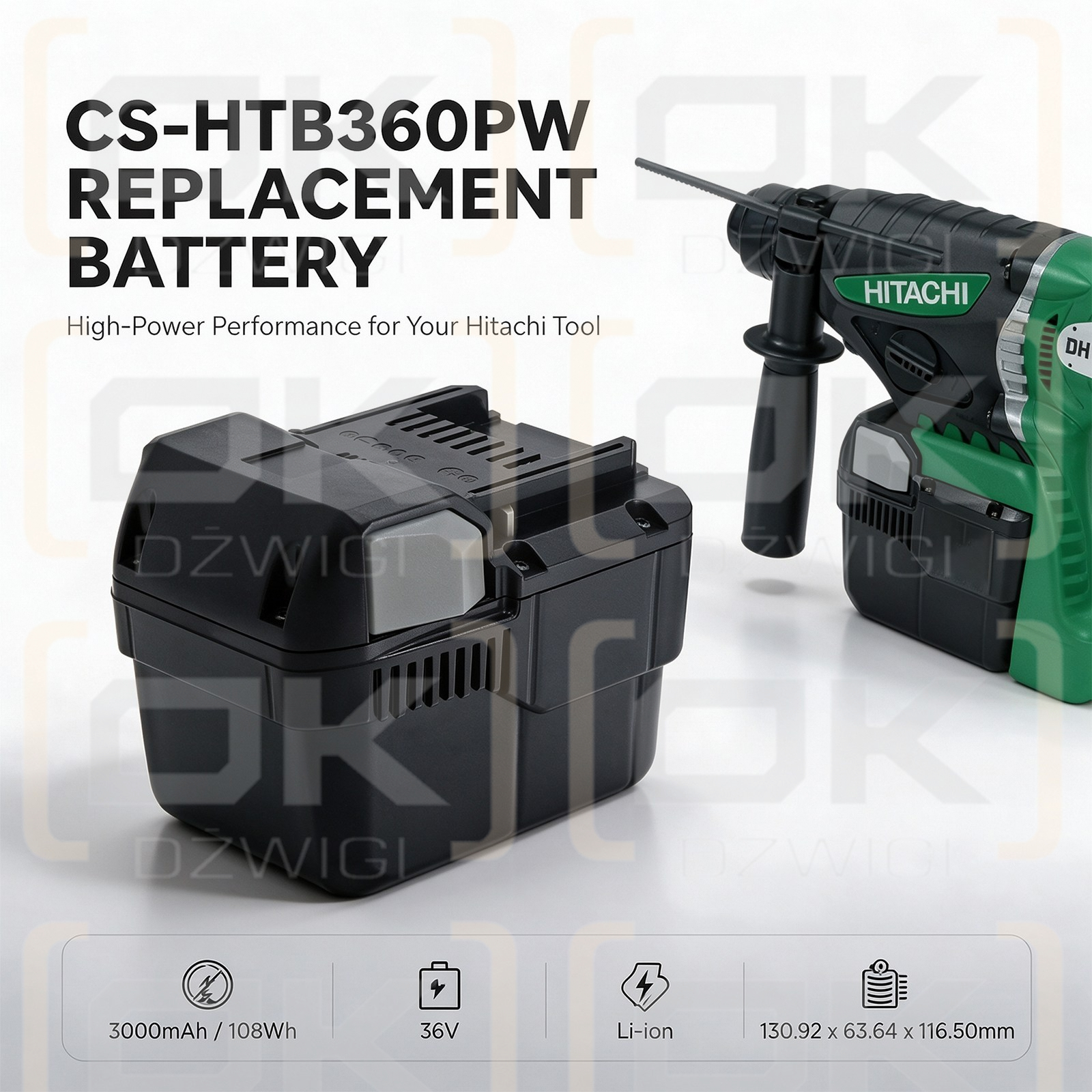Bateria zamienna do Hitachi DH36DL / BSL 3626 3000 mAh Li-ion 36 V (Cameron Sino)