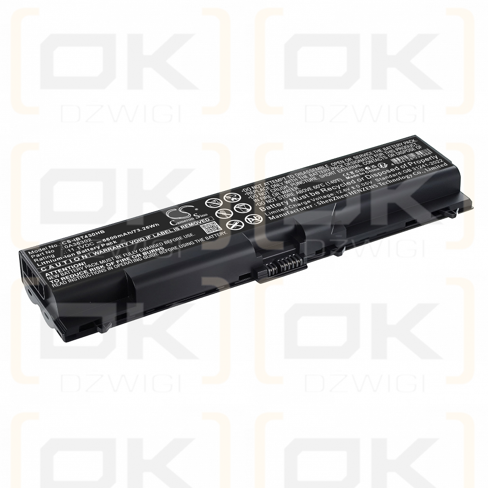 Ersatzakku für Lenovo ThinkPad Edge 14" 05787YJ / 0A36302 6600 mAh Li-Ion 11,1 V (Cameron Sino)