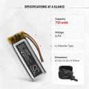 Bateria zamienna do JBL Tune Beam Earbuds charging Case / GSP961642 750 mAh Li-Polymer 3.7 V (Cameron Sino)