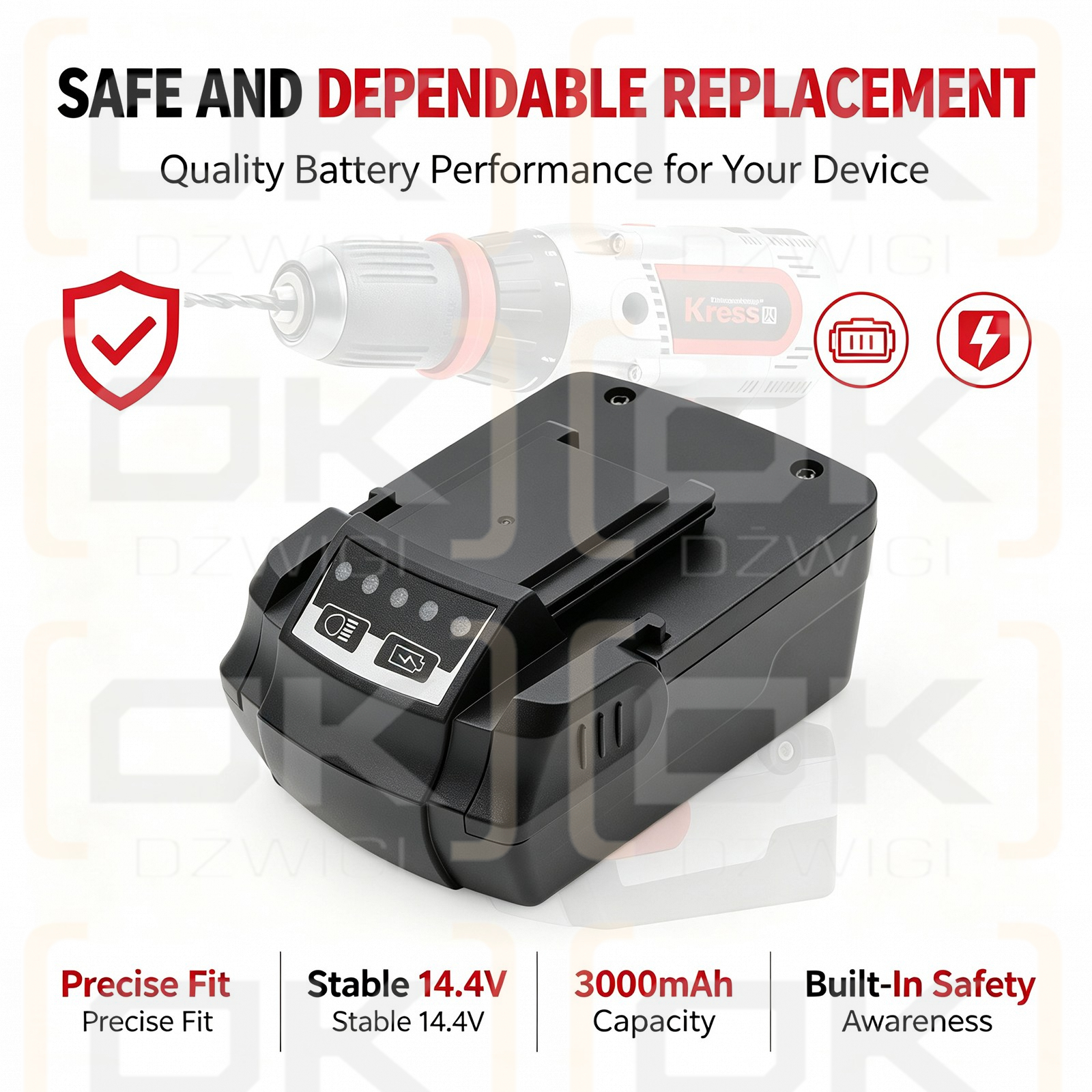 Bateria zamienna do Kress 144 AFB / APF 144/4.2 3000 mAh Li-ion 14.4 V (Cameron Sino)