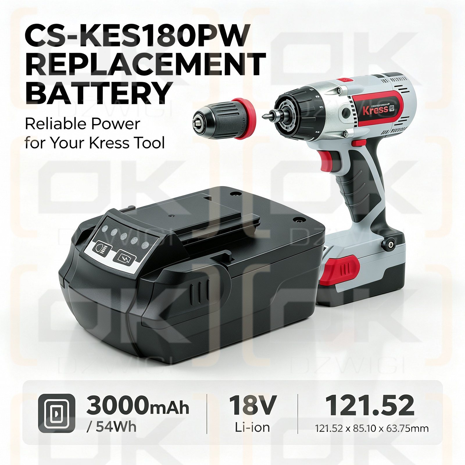 Bateria zamienna do Kress APF 180/2.1 / PF 180/ 4.2 3000 mAh Li-ion 18 V (Cameron Sino)