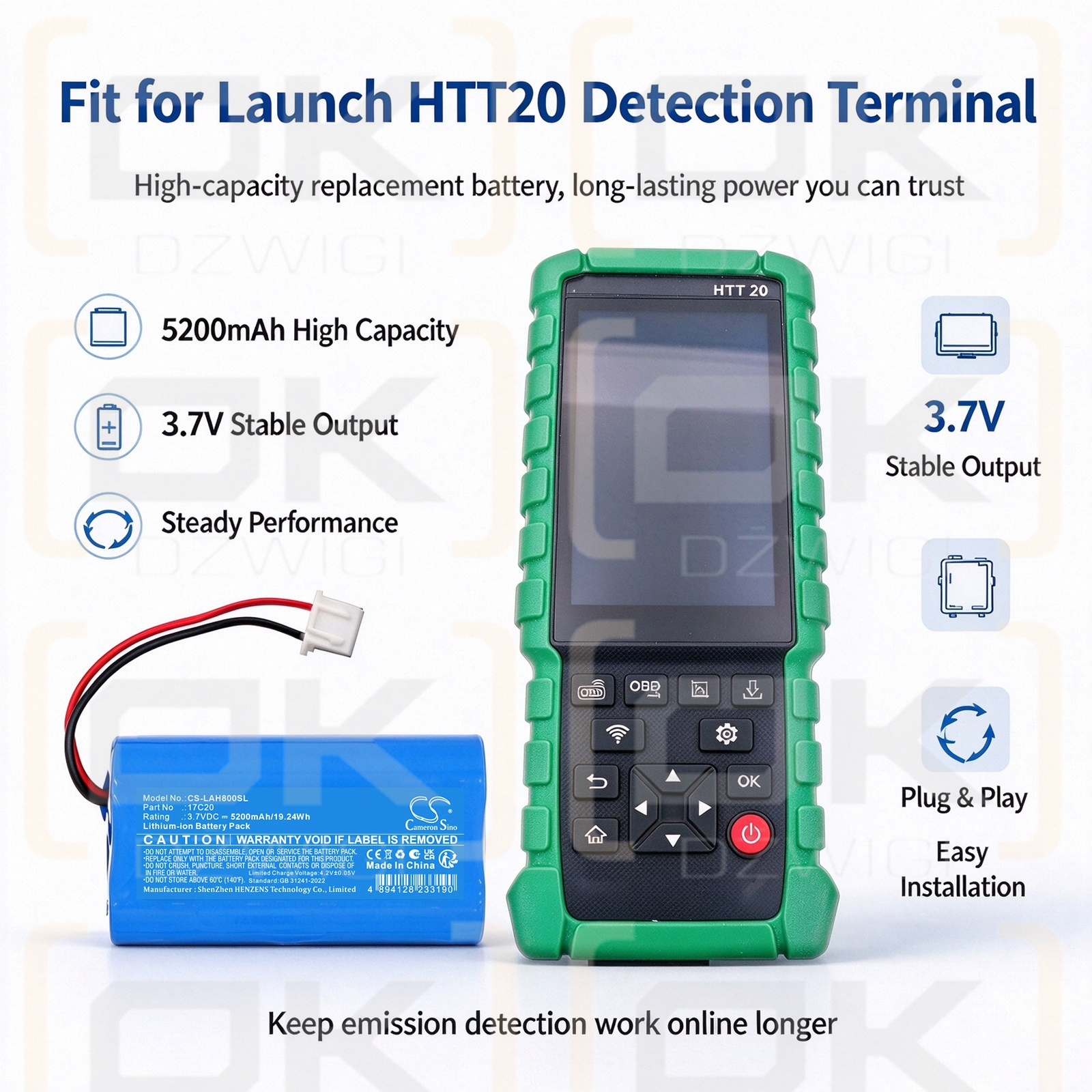 Bateria zamienna do Launch  HTT20 / 17C20 5200 mAh Li-ion 3.7 V (Cameron Sino)