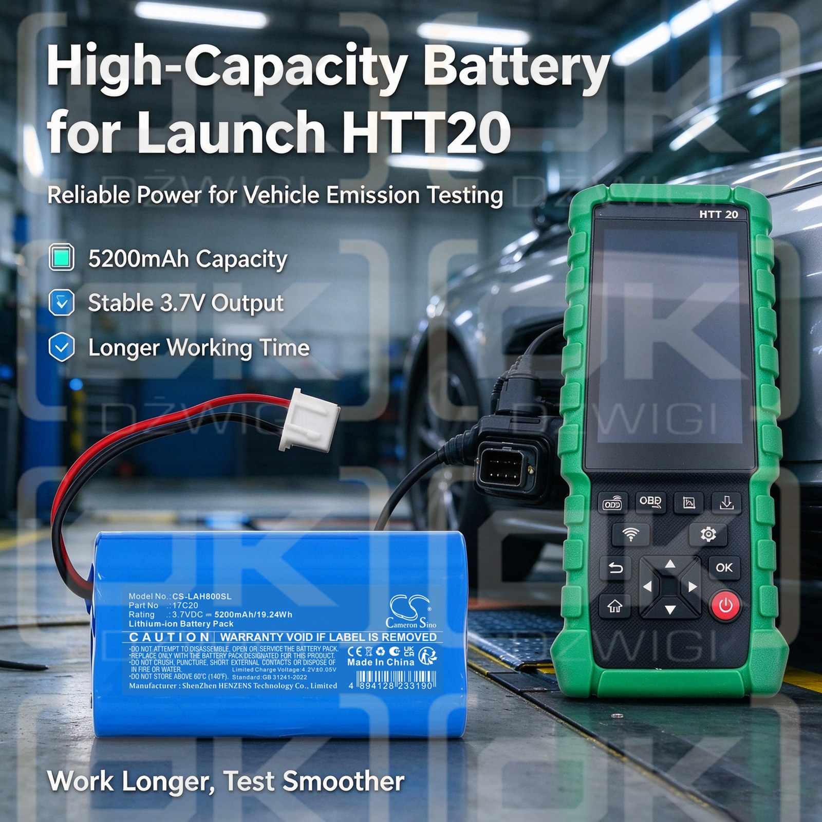 Bateria zamienna do Launch  HTT20 / 17C20 5200 mAh Li-ion 3.7 V (Cameron Sino)