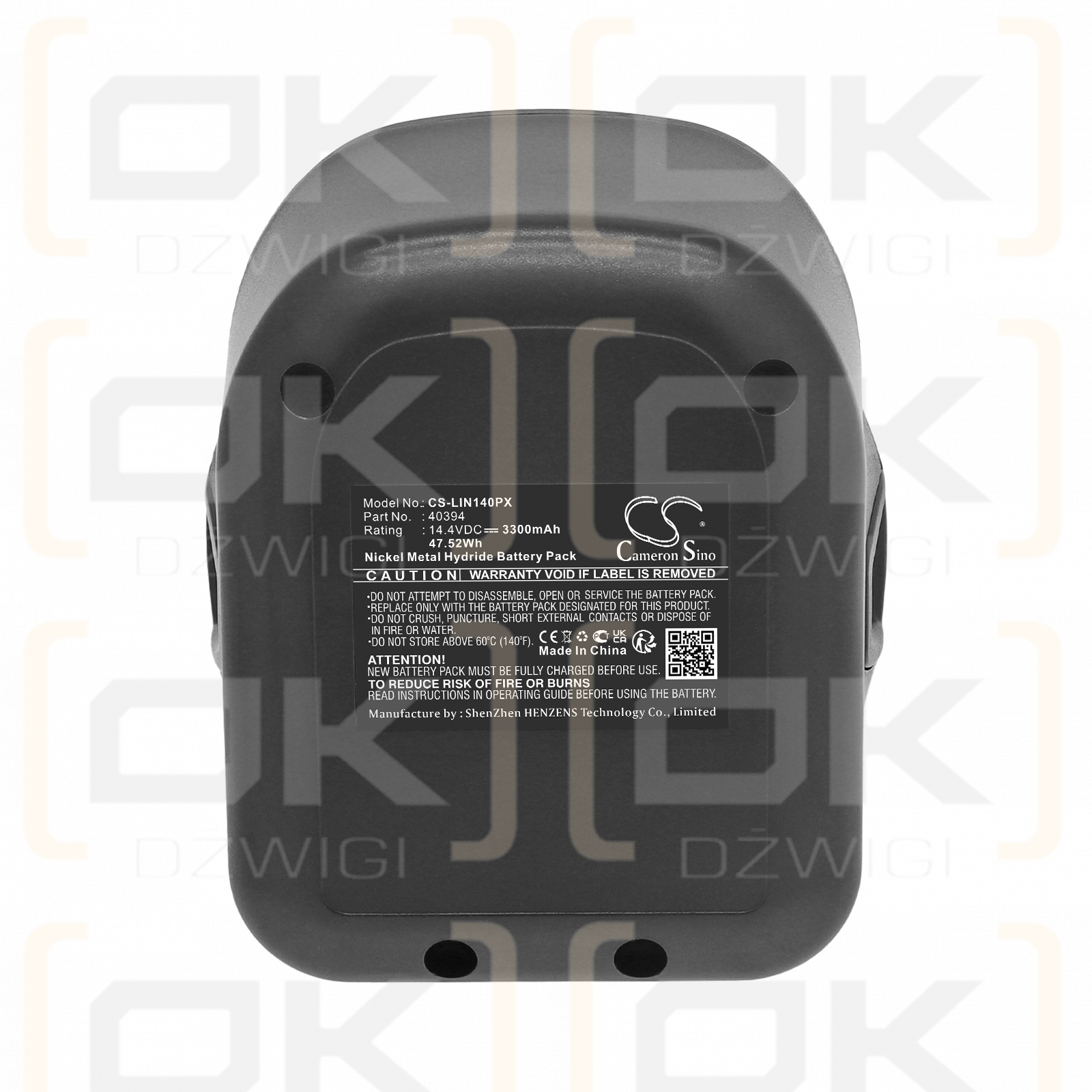 Bateria zamienna do Lincoln PowerLuber Cordless Grease Gun / 40394 3300 mAh Ni-MH 14.4 V (Cameron Sino)
