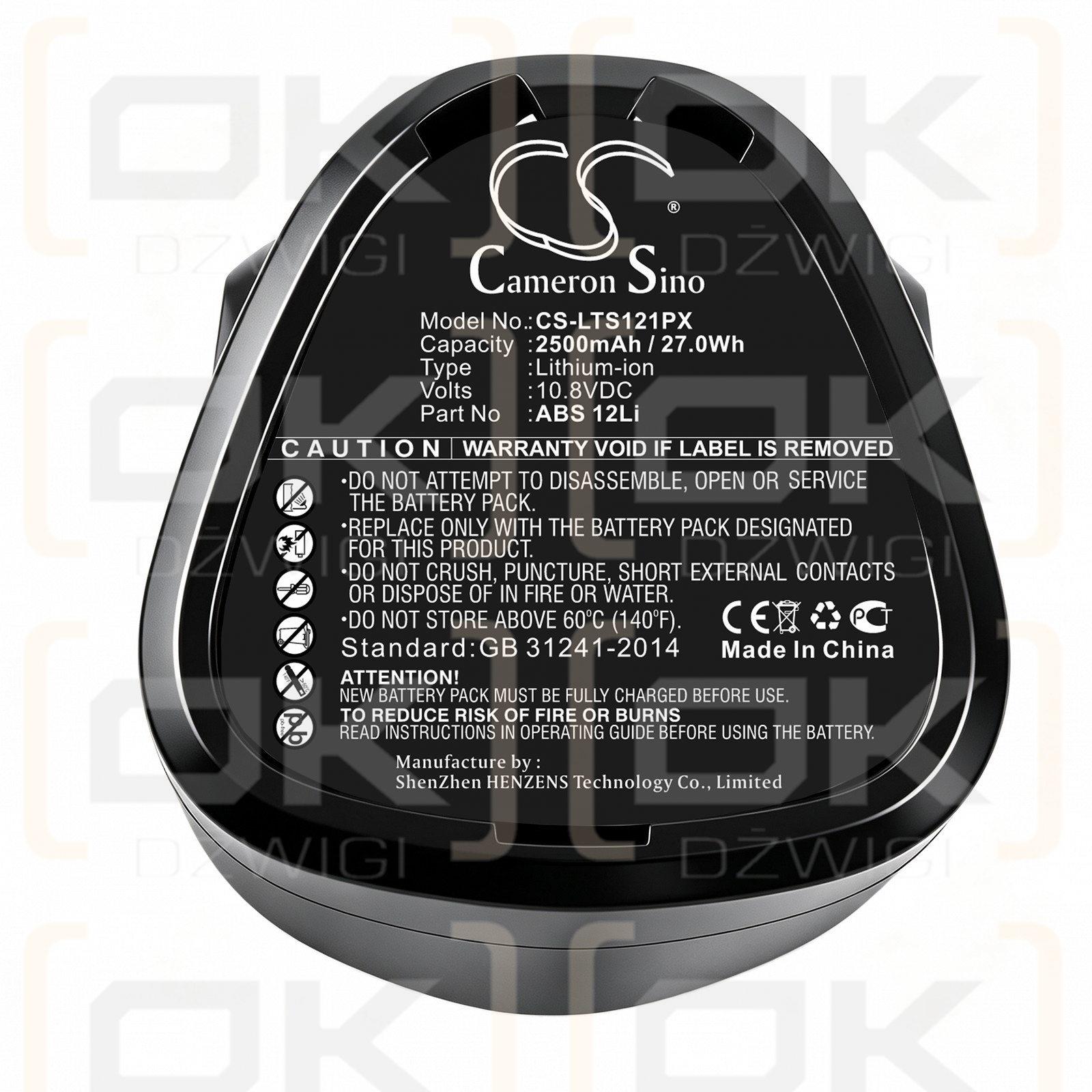 Ersatzakku für LUX-TOOLS ABS 12Li 396951 / ABS 12Li 2500 mAh Li-Ion 10,8 V (Cameron Sino)