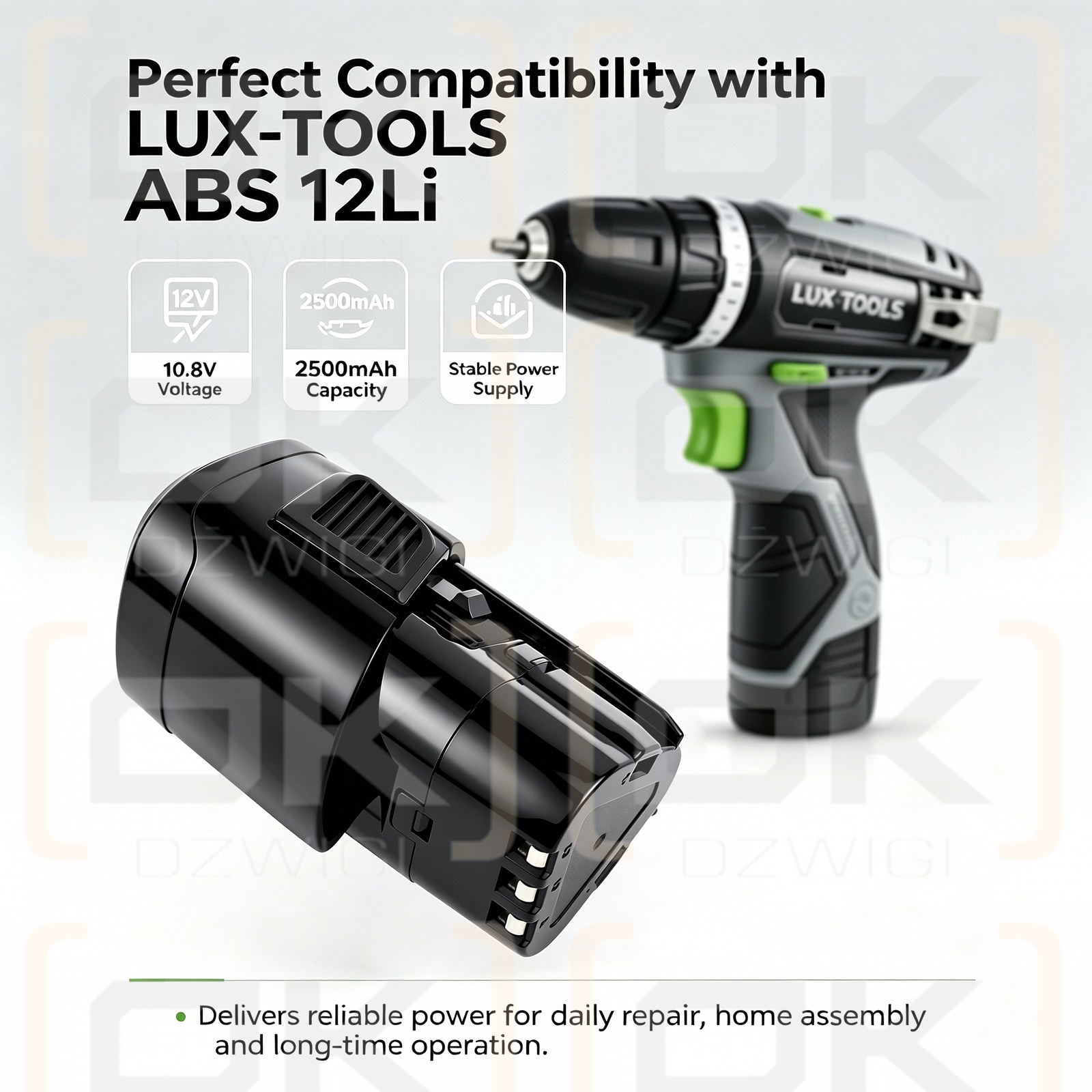 Ersatzakku für LUX-TOOLS ABS 12Li 396951 / ABS 12Li 2500 mAh Li-Ion 10,8 V (Cameron Sino)