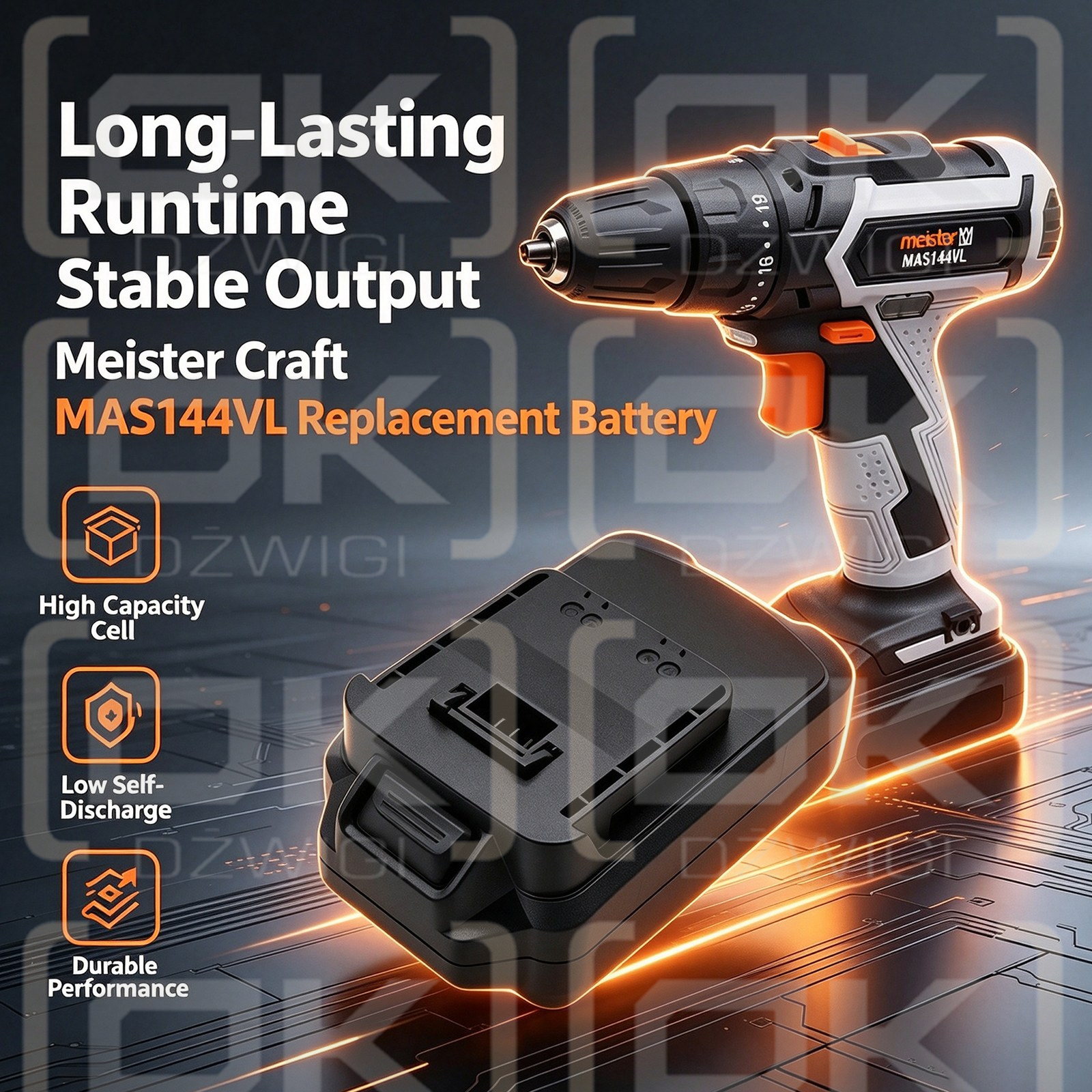 Ersatzakku für Meister Craft 5450880 / 5451170 1500 mAh Li-Ion 14,4 V (Cameron Sino)