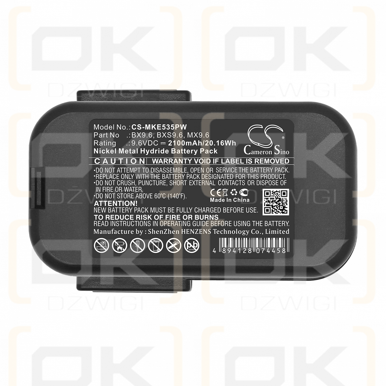 Ersatzakku für Milwaukee PES 9.6T / 4 932 353 638 2100 mAh Ni-MH 9,6 V (Cameron Sino)