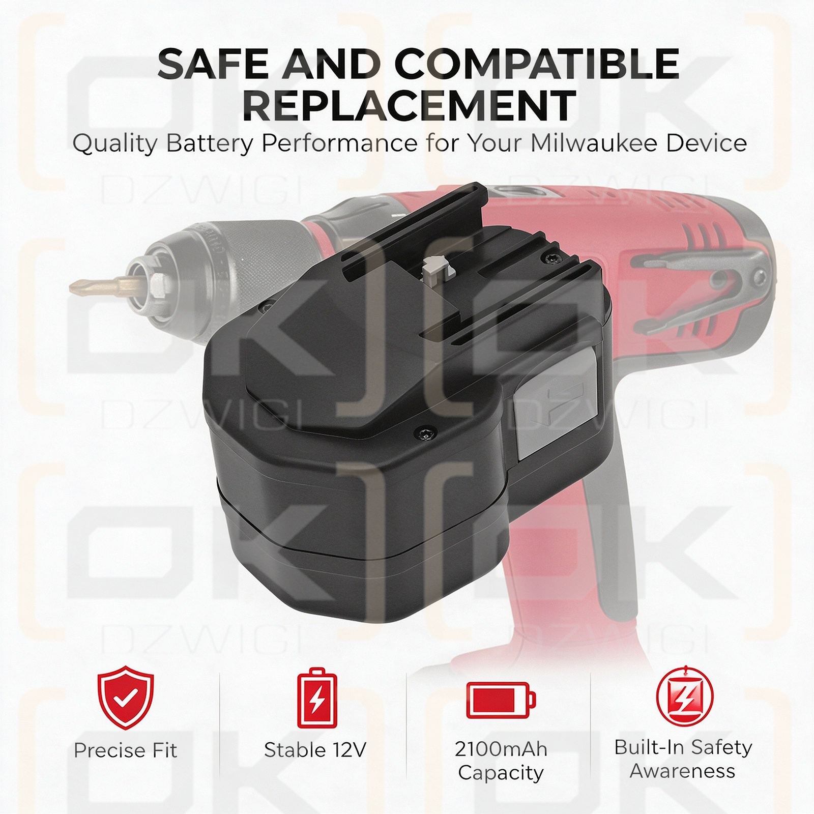 Ersatzakku für Milwaukee MXS12 / 4 932 367 904 2100 mAh Ni-MH 12 V (Cameron Sino)