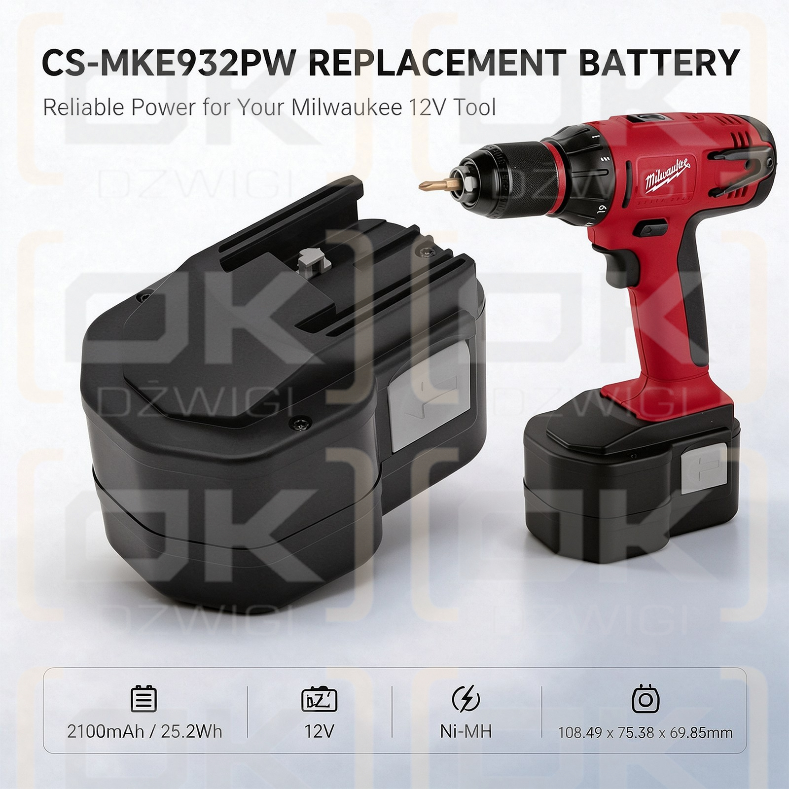 Ersatzakku für Milwaukee MXS12 / 4 932 367 904 2100 mAh Ni-MH 12 V (Cameron Sino)