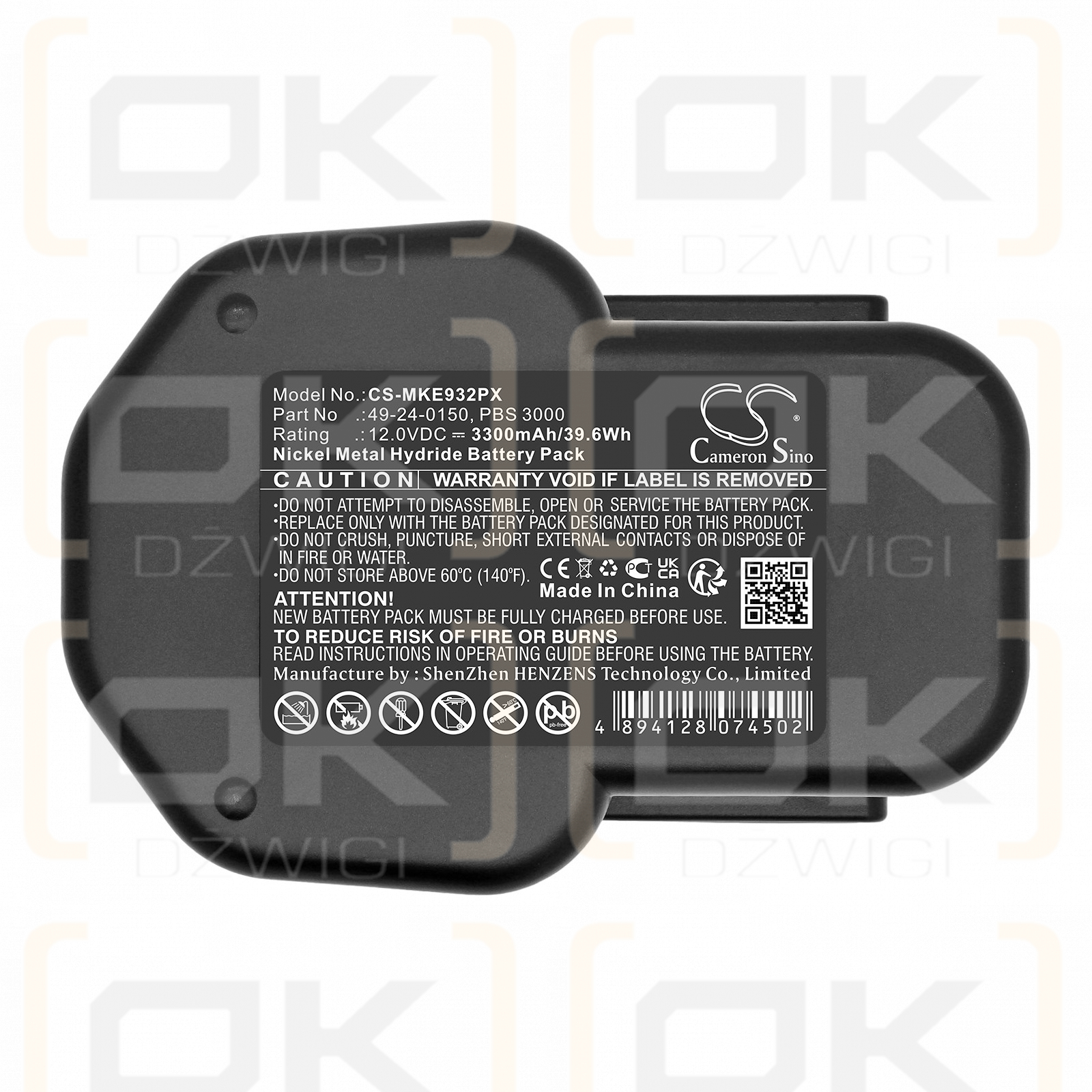 Bateria zamienna do Milwaukee MXS12 / 4 932 367 904 3300 mAh Ni-MH 12 V (Cameron Sino)