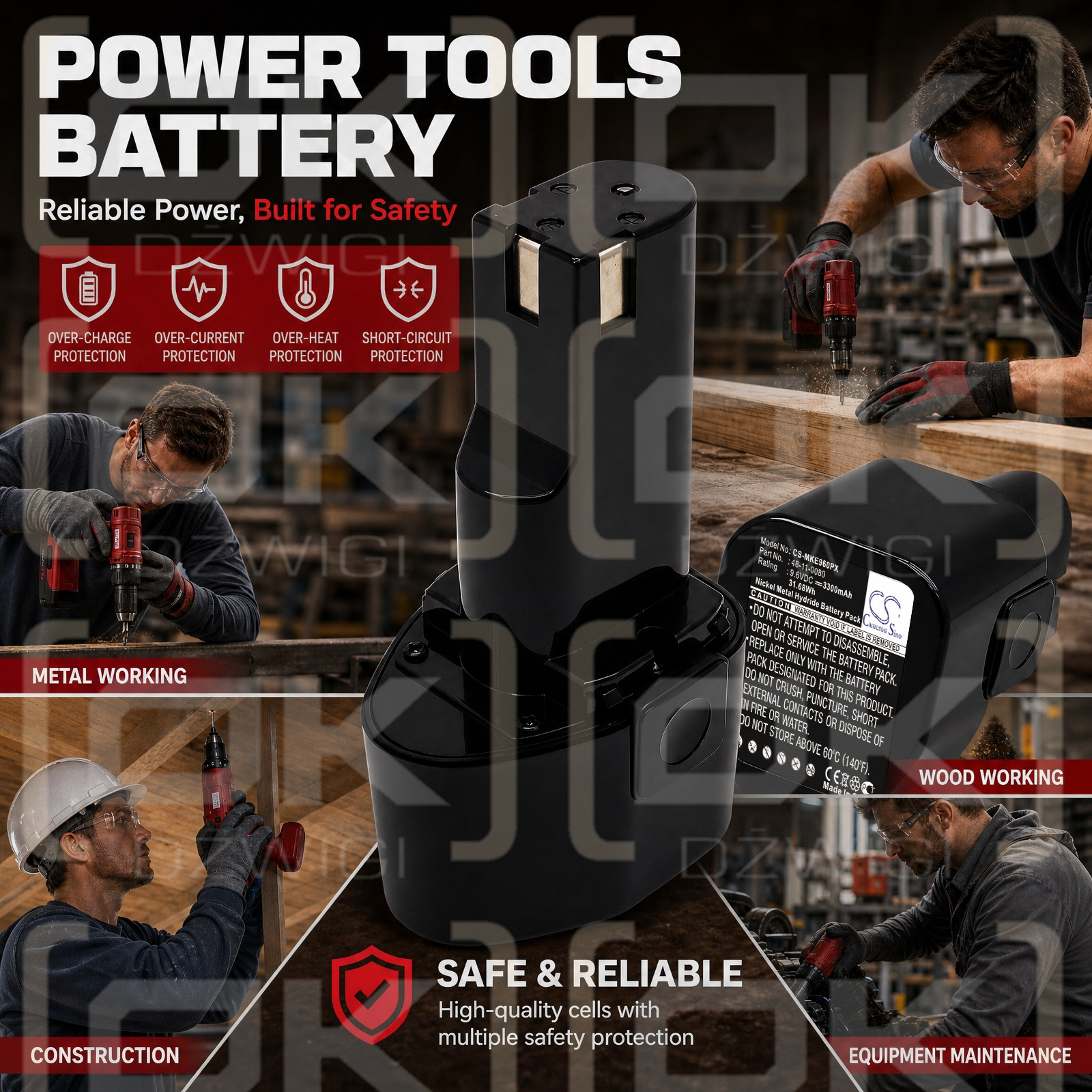 Bateria zamienna do Milwaukee 0406-6 / 48-11-0080 3300 mAh Ni-MH 9.6 V (Cameron Sino)
