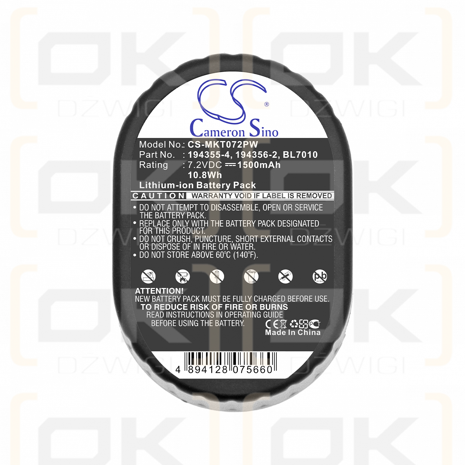 Ersatzakku für Makita TD022DSE / 194355-4 1500 mAh Li-Ion 7,2 V (Cameron Sino)