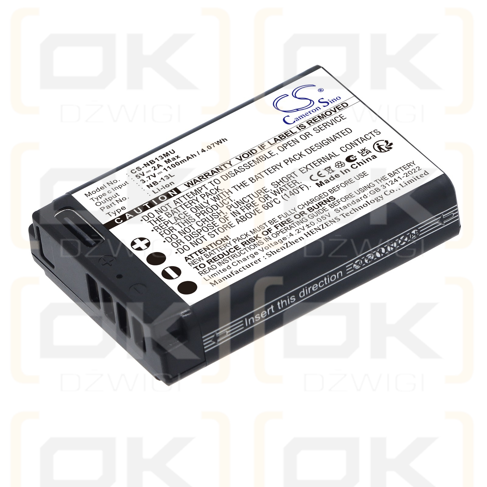 Bateria zamienna do Canon  SX740 HS / NB-13L 1100 mAh Li-ion 3.7 V (Cameron Sino)