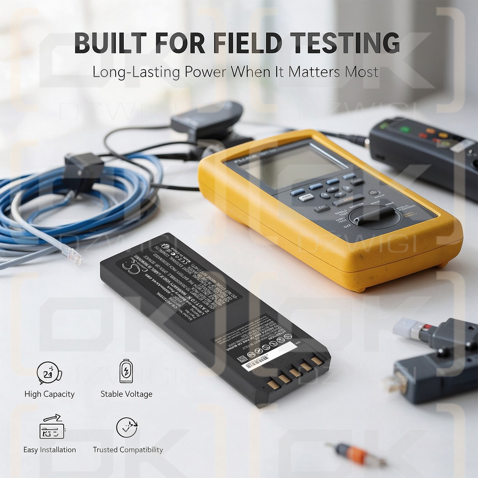 Replacement battery for Fluke DSP4300 cable tester / 668225 6000 mAh Li-ion 7.4 V (Cameron Sino)