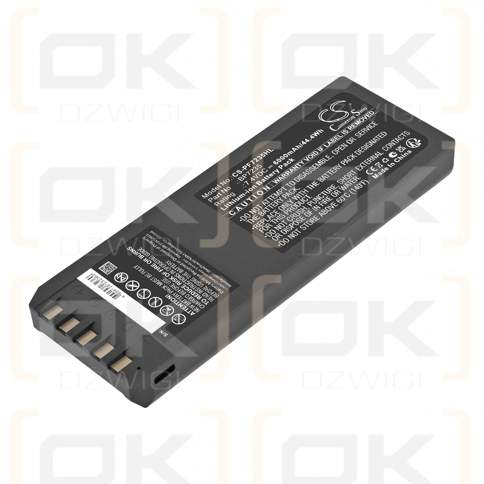 Replacement battery for Fluke DSP4300 cable tester / 668225 6000 mAh Li-ion 7.4 V (Cameron Sino)