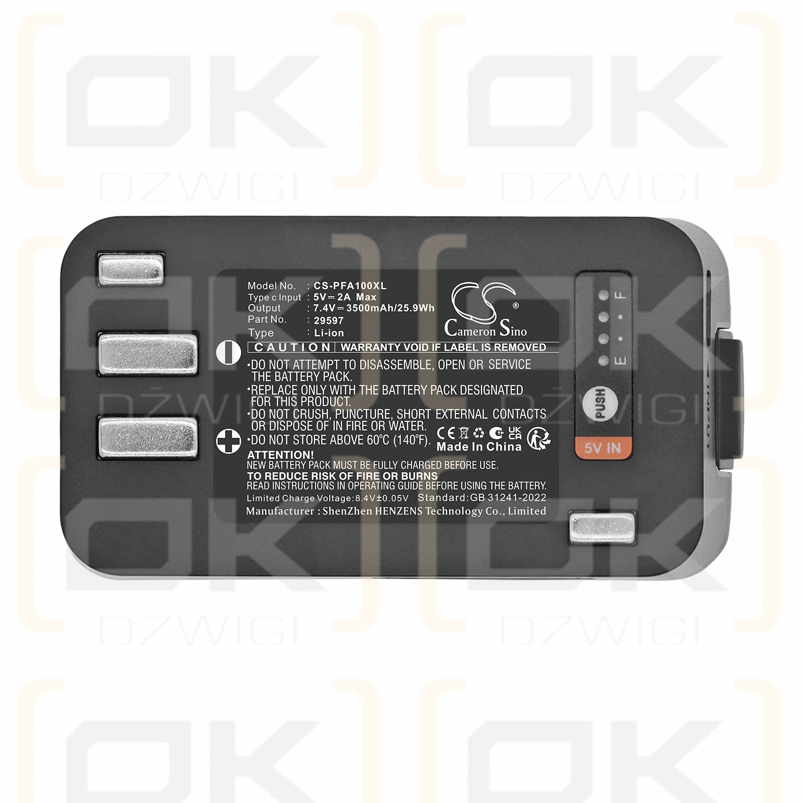Ersatzakku für Profoto A10 / 29597 3500 mAh Li-Ion 7,4 V (Cameron Sino)
