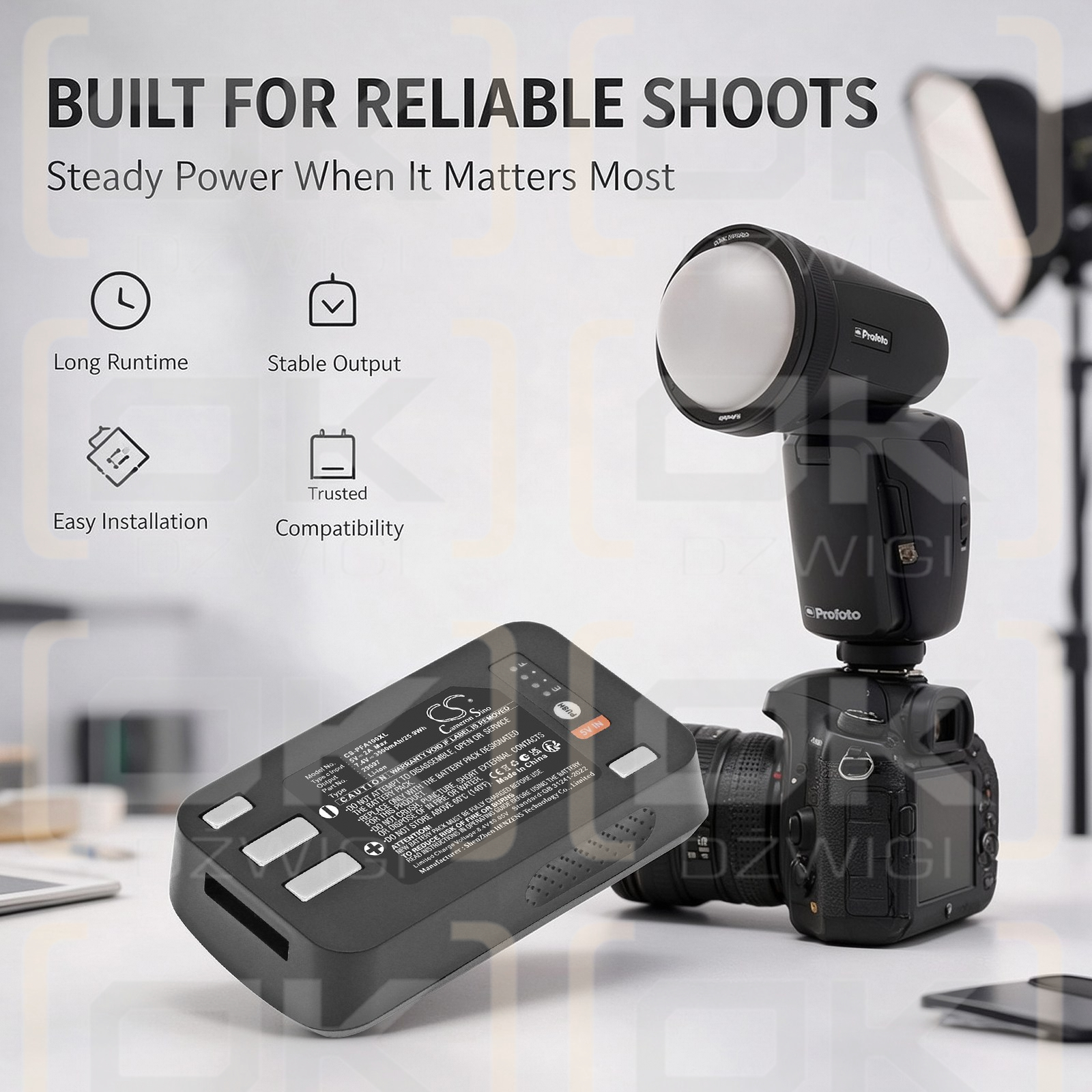 Ersatzakku für Profoto A10 / 29597 3500 mAh Li-Ion 7,4 V (Cameron Sino)