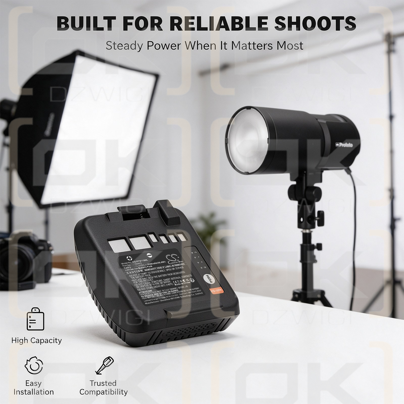 Ersatzakku für Profoto Monolight B10X Plus / 100440 3500 mAh Li-Ion 14,4 V (Cameron Sino)