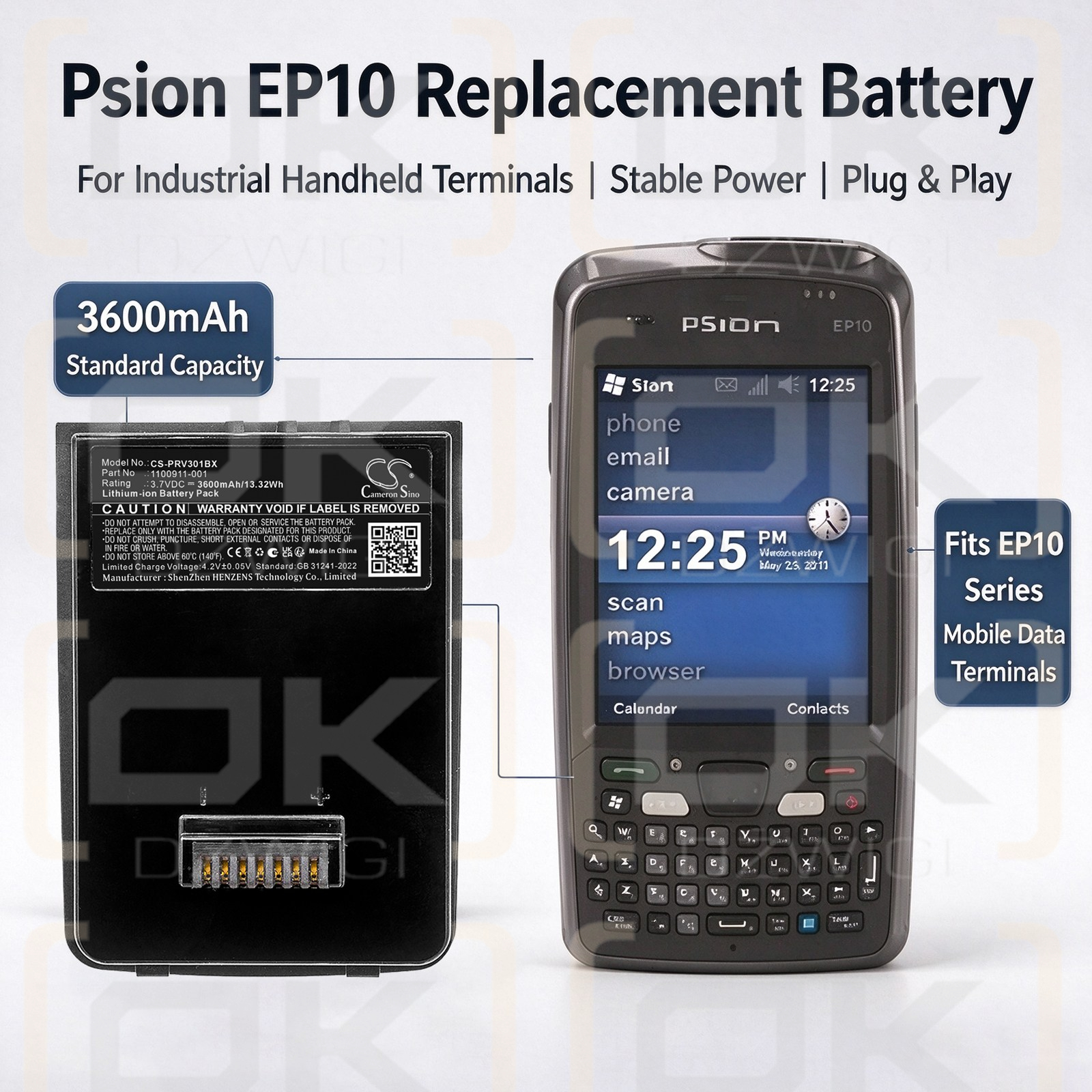 Batería de repuesto para Leica Zeno 5 GIS Data Collection / RV3010 3600 mAh Li-ion 3.7 V (Cameron Sino)