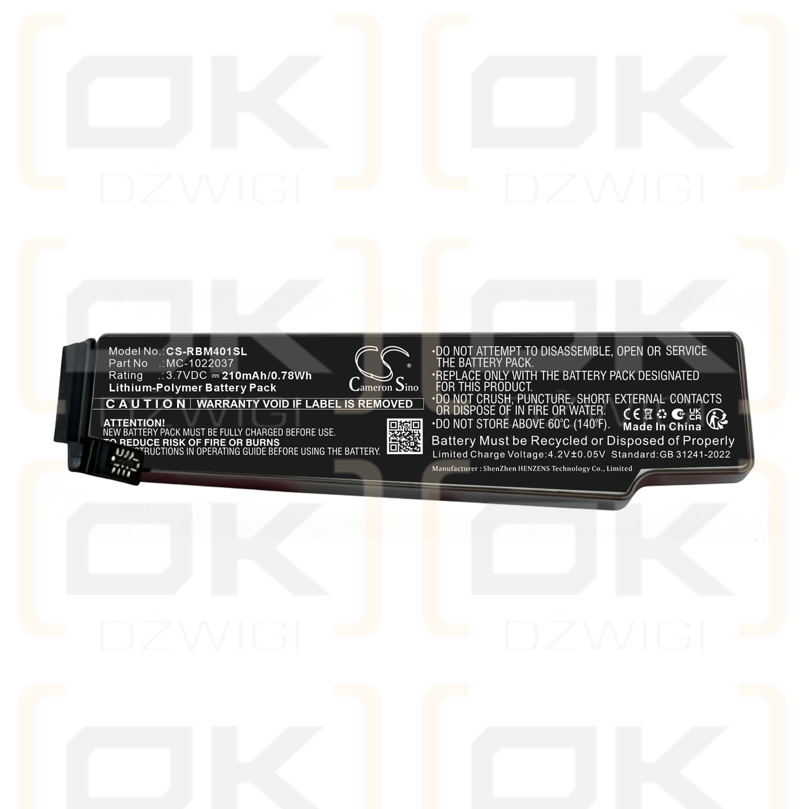 Ersatzakku für Ray-ban RW4006 / MC-1022037 210 mAh Li-Polymer 3,7 V (Cameron Sino)
