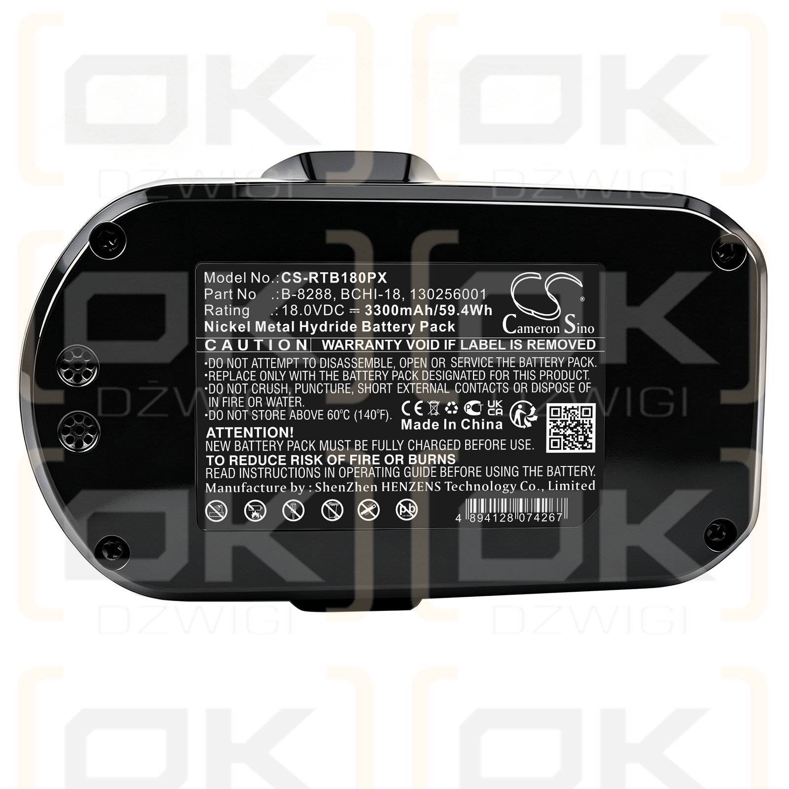 Bateria zamienna do Ryobi CDL1802P4 / B-8288 3300 mAh Ni-MH 18 V (Cameron Sino)
