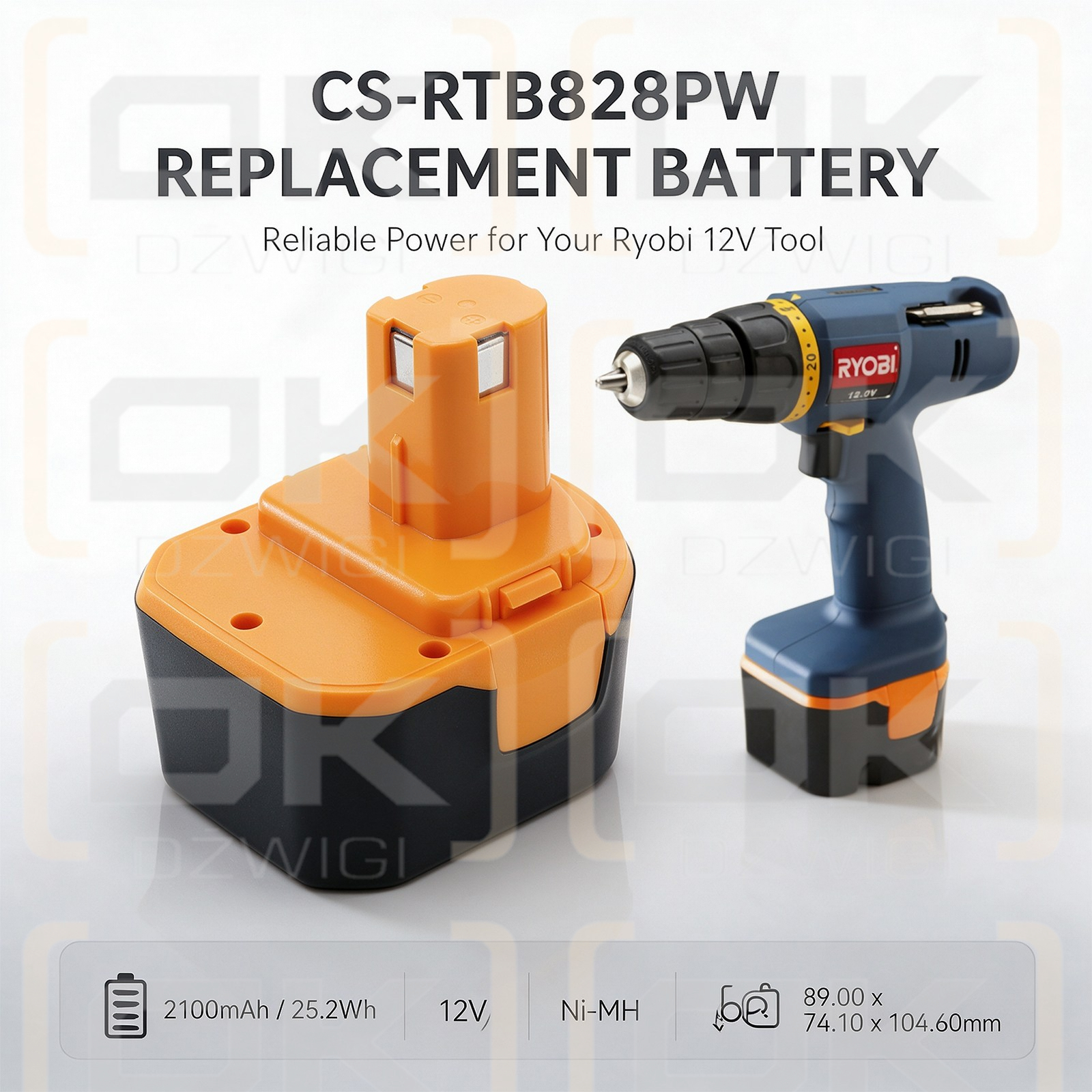 Bateria zamienna do Ryobi CHD1201 / B-8286 2100 mAh Ni-MH 12 V (Cameron Sino)