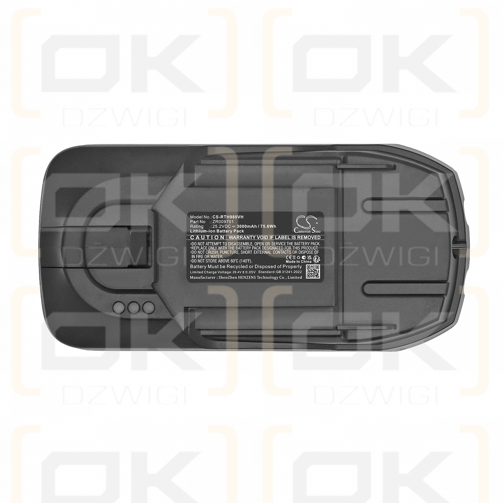 Batería de repuesto para Rowenta X-Force Flex 12.60 / SS-2230002965 3000 mAh Li-ion 25.2 V (Cameron Sino)